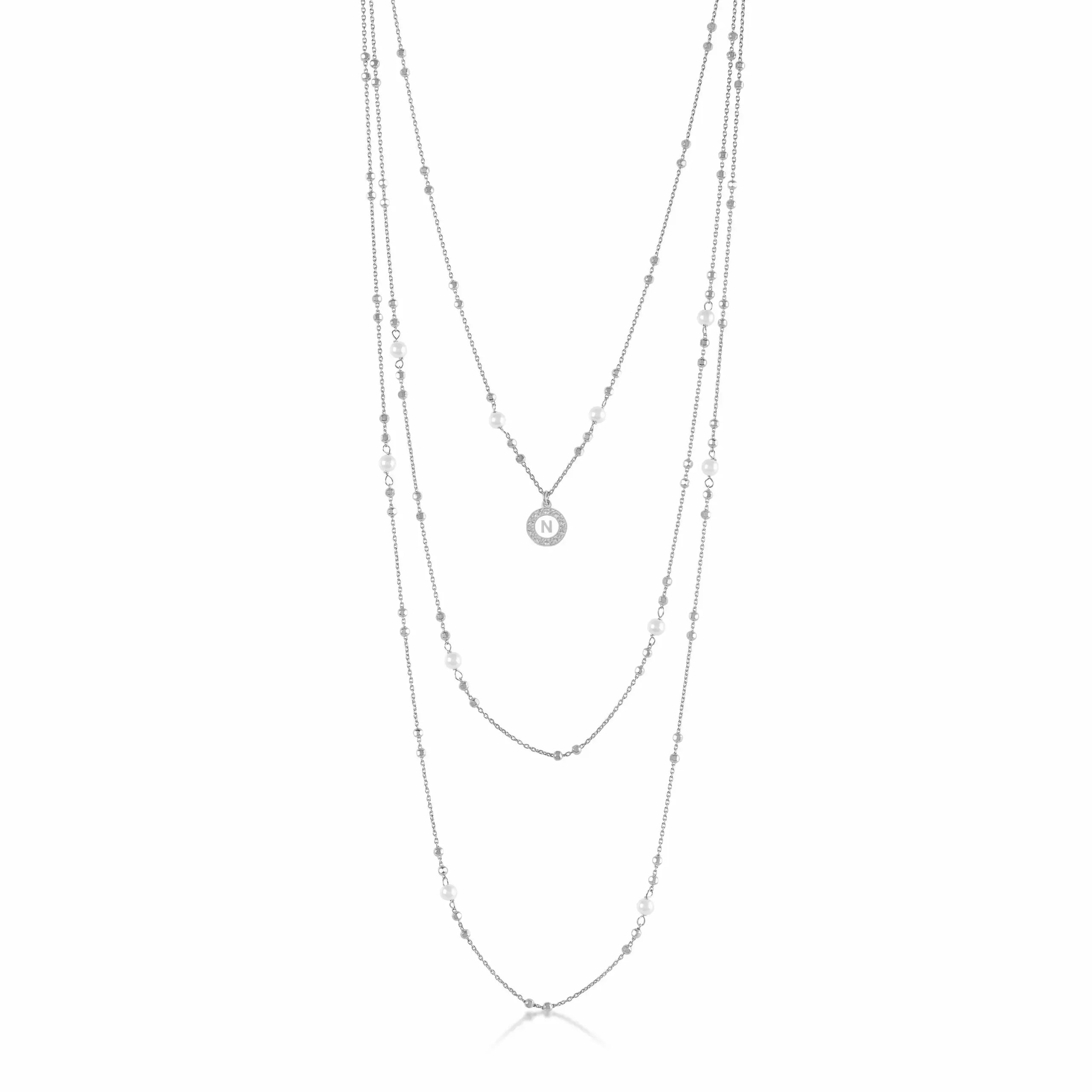 Collana Kelly Lux a 3 fili in argento con perle