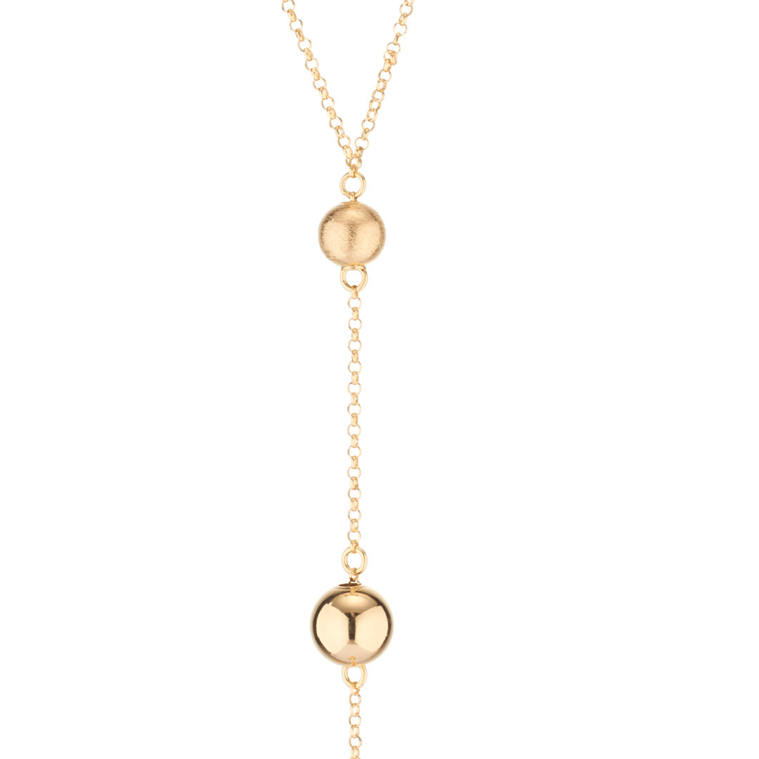 SABA Necklace 120cm 925 Silver 24KT Gold Plated Silky Spheres