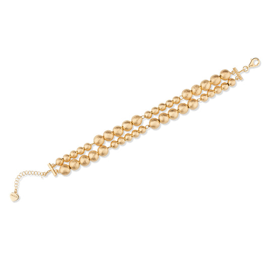 Bracciale SABA a 2 Fili in Argento 925 Laminato Oro 24KT con Sfere