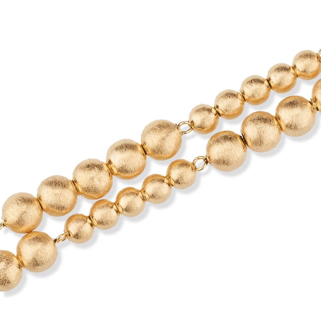 Bracciale SABA a 2 Fili in Argento 925 Laminato Oro 24KT con Sfere