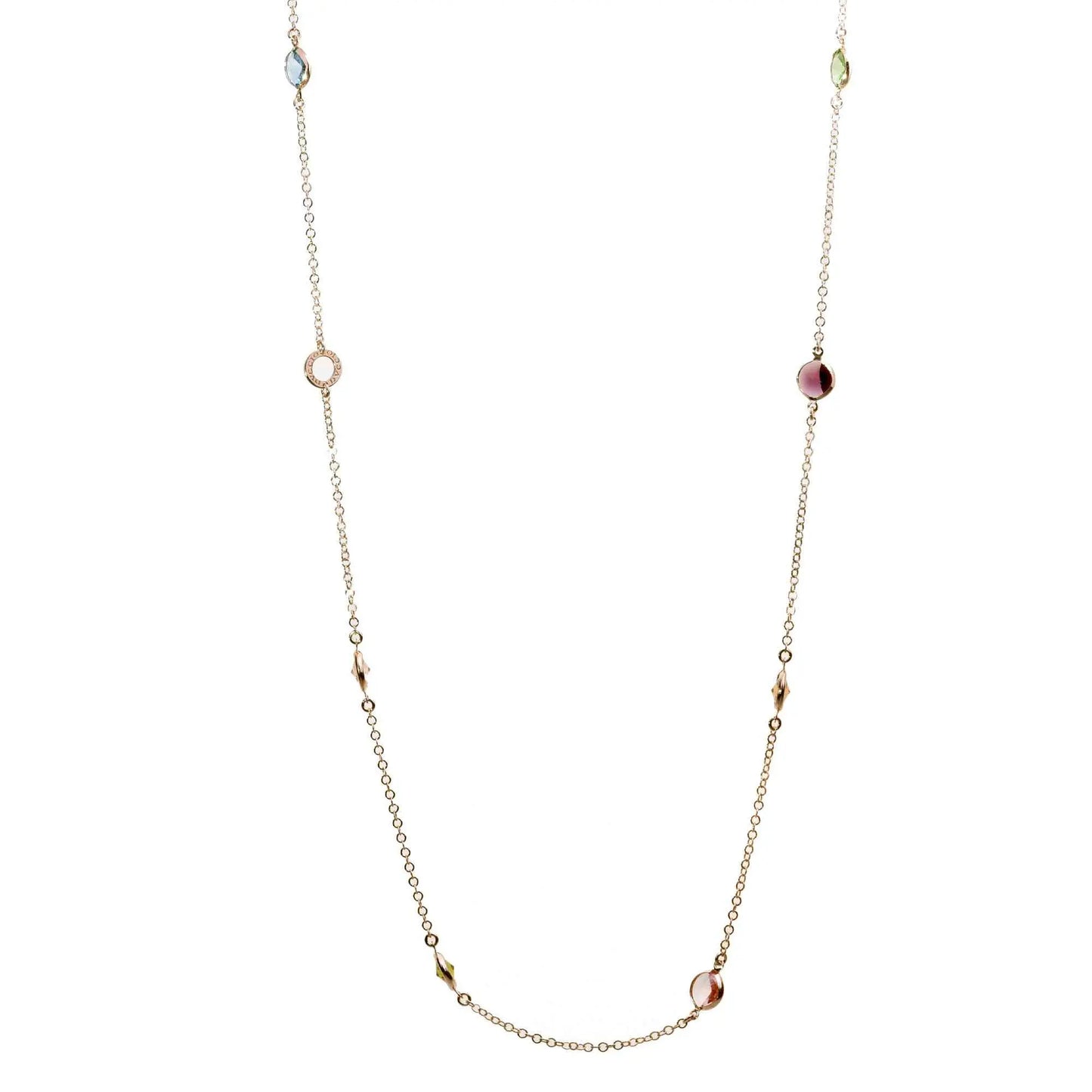 Collana Lunga Jordan in Argento 925 con placcatura in oro giallo e cristalli naturali multicolor
