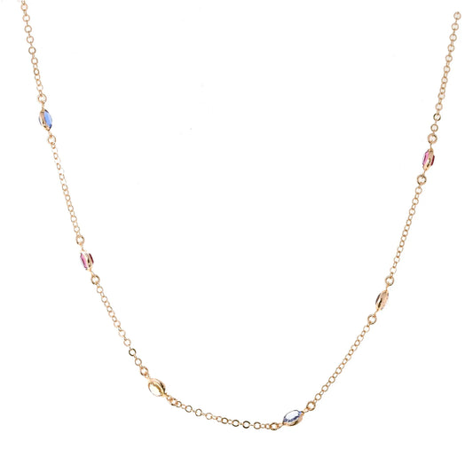 Girocollo Jordan in Argento 925 con placcatura in oro giallo e cristalli naturali multicolor a seguire