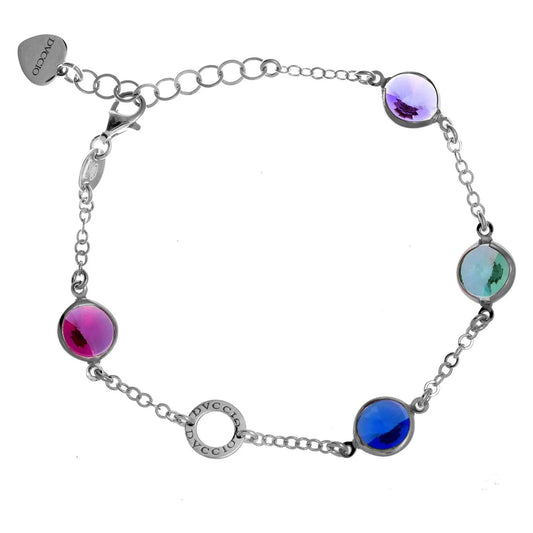 Bracciale Jordan in argento 925 placcato in oro bianco con cristalli naturali multicolor a seguire