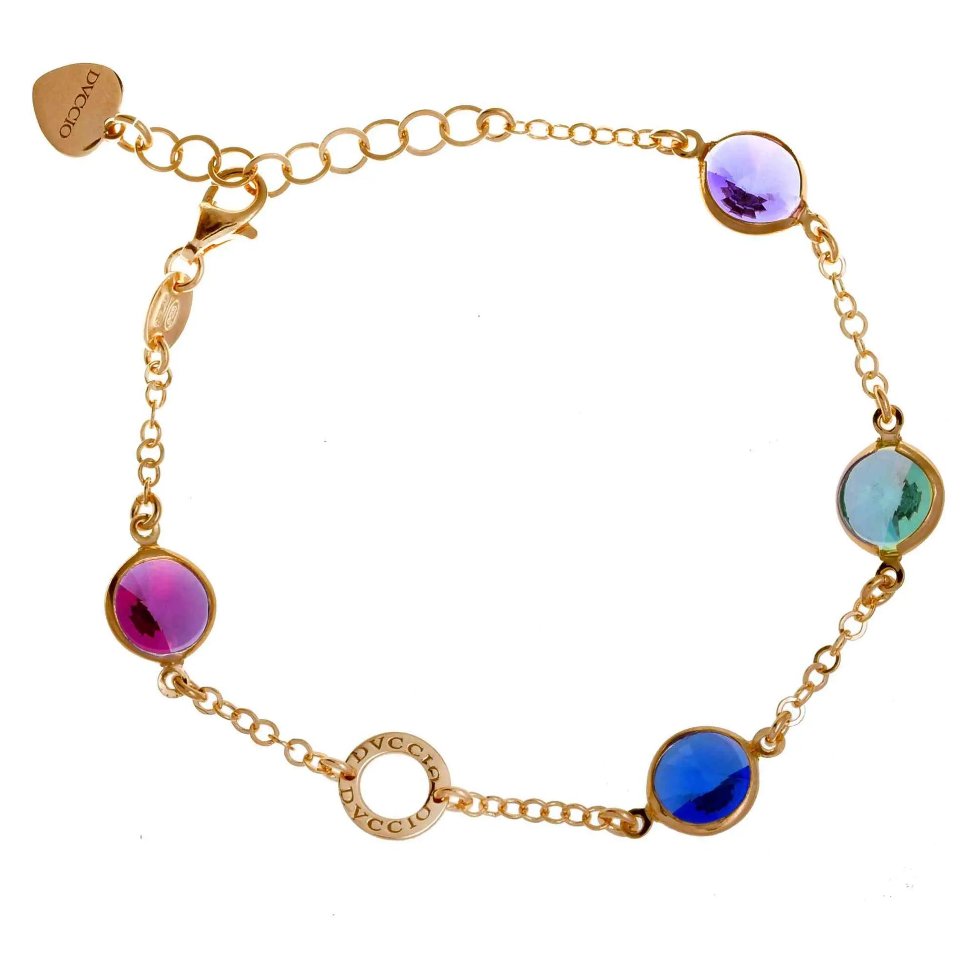 Bracciale Jordan in argento 925 placcato in oro giallo con cristalli naturali multicolor a seguire
