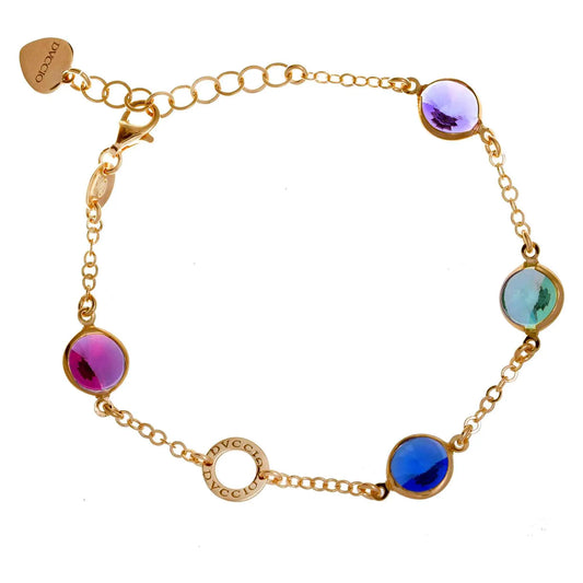 Bracciale Jordan in argento 925 placcato in oro giallo con cristalli naturali multicolor a seguire