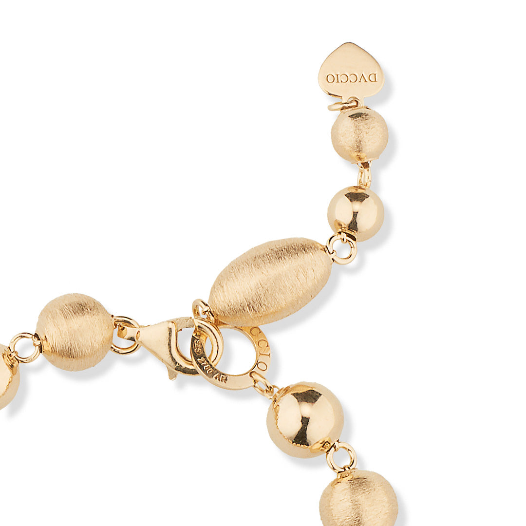 Bracciale SABA a 1 Filo Argento 925 Placcato Oro 24KT Sfere Setate