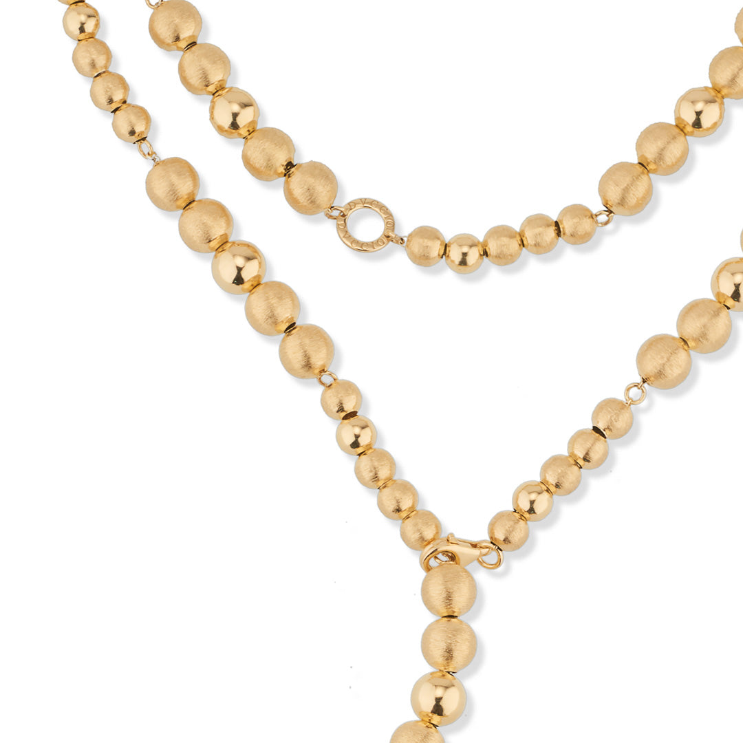 SABA Necklace, 125cm Long | 925 Silver, 24KT Gold Plated, Silky Spheres