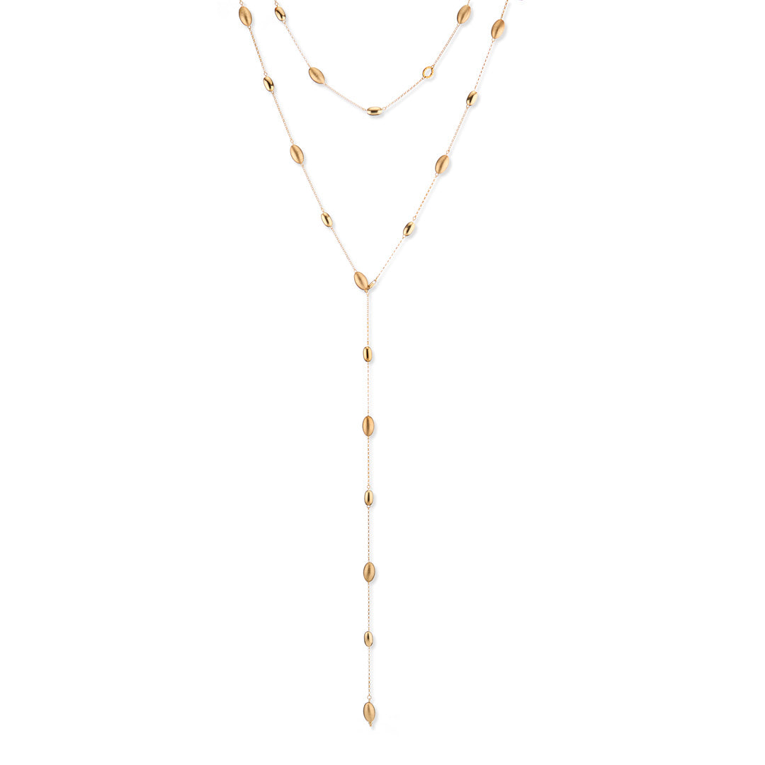 Collana Lunga SABA in Argento 925 Laminato Oro 24KT con Ovaline