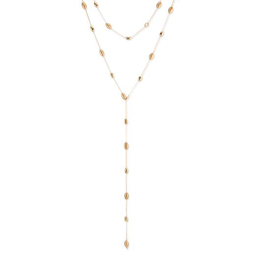 Collana Lunga SABA in Argento 925 Laminato Oro 24KT con Ovaline