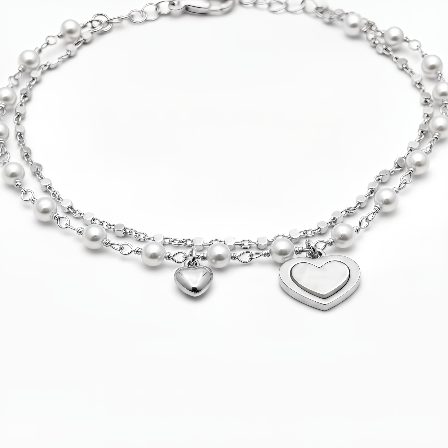 Bracciale VIBES a 2 Fili in Argento 925 Laminato in Oro 24KT con Perle