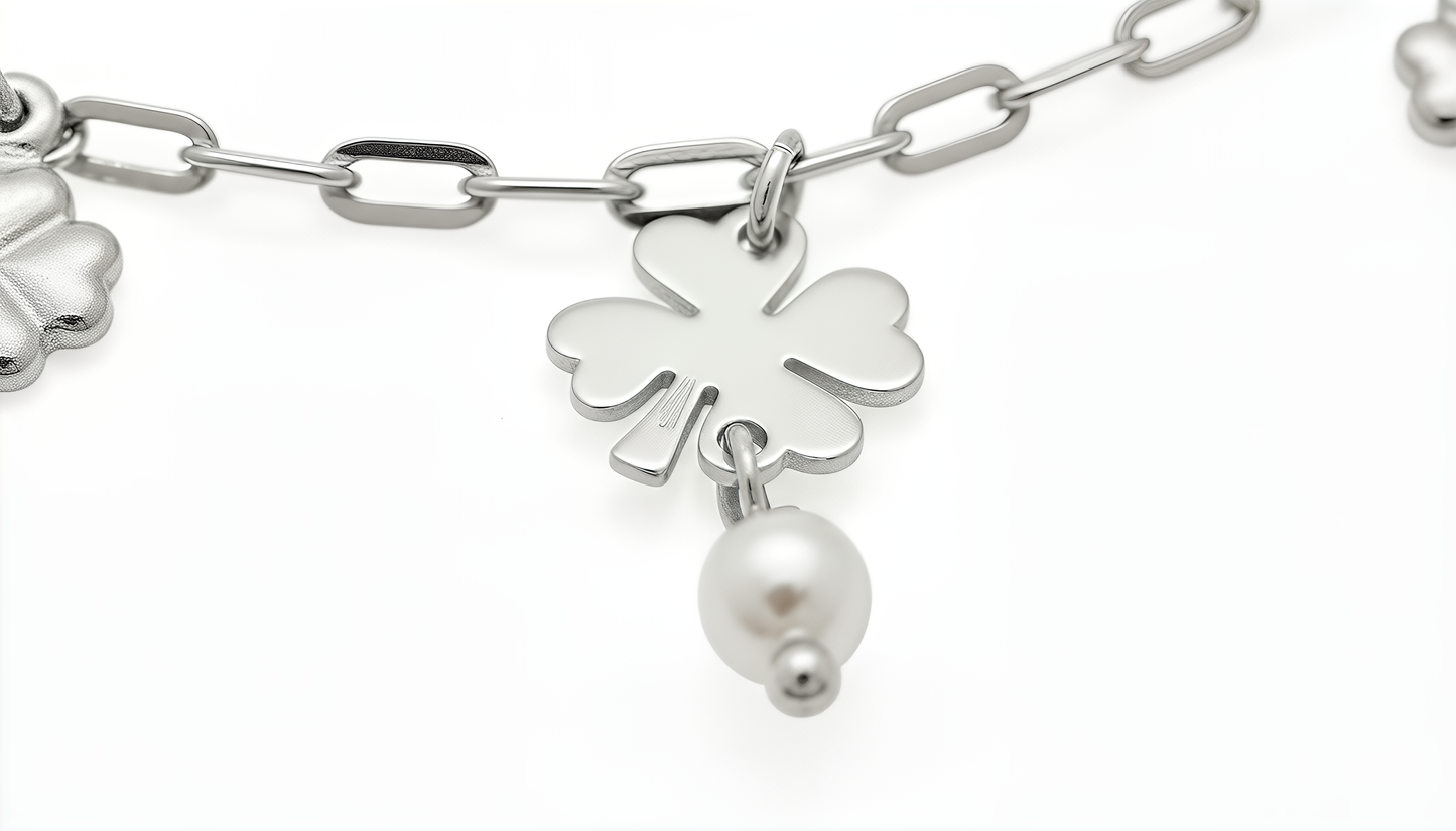 Bracciale Lucky Pearl Chérie in Argento 925 Laminato in Oro 24KT