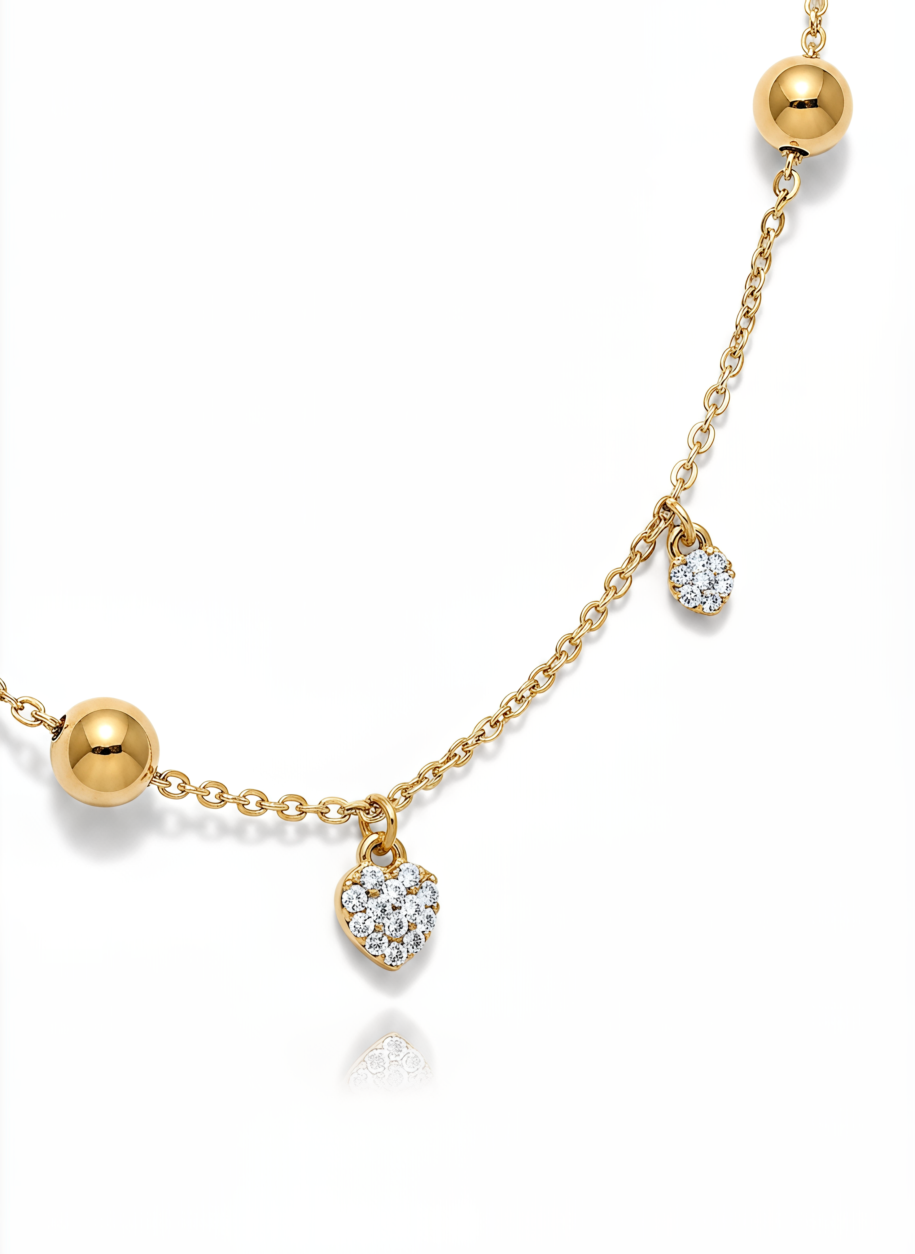 Collana Cuori con Cristalli e Sfere Chérie Argento 925 Placcata Oro 24KT
