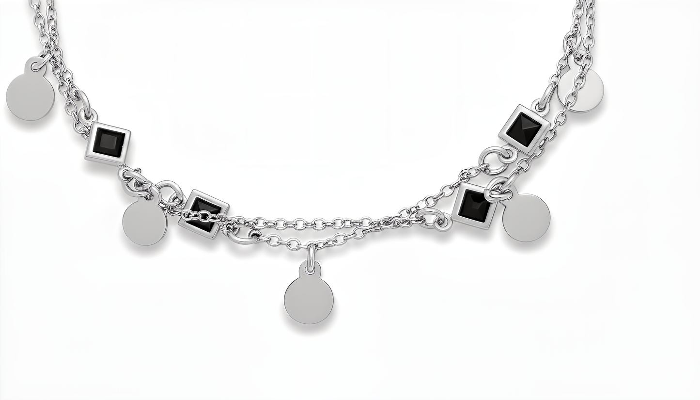 Bracciale Chérie Double Black Coin in Argento 925 Laminato Oro 24KT – DVCCIO