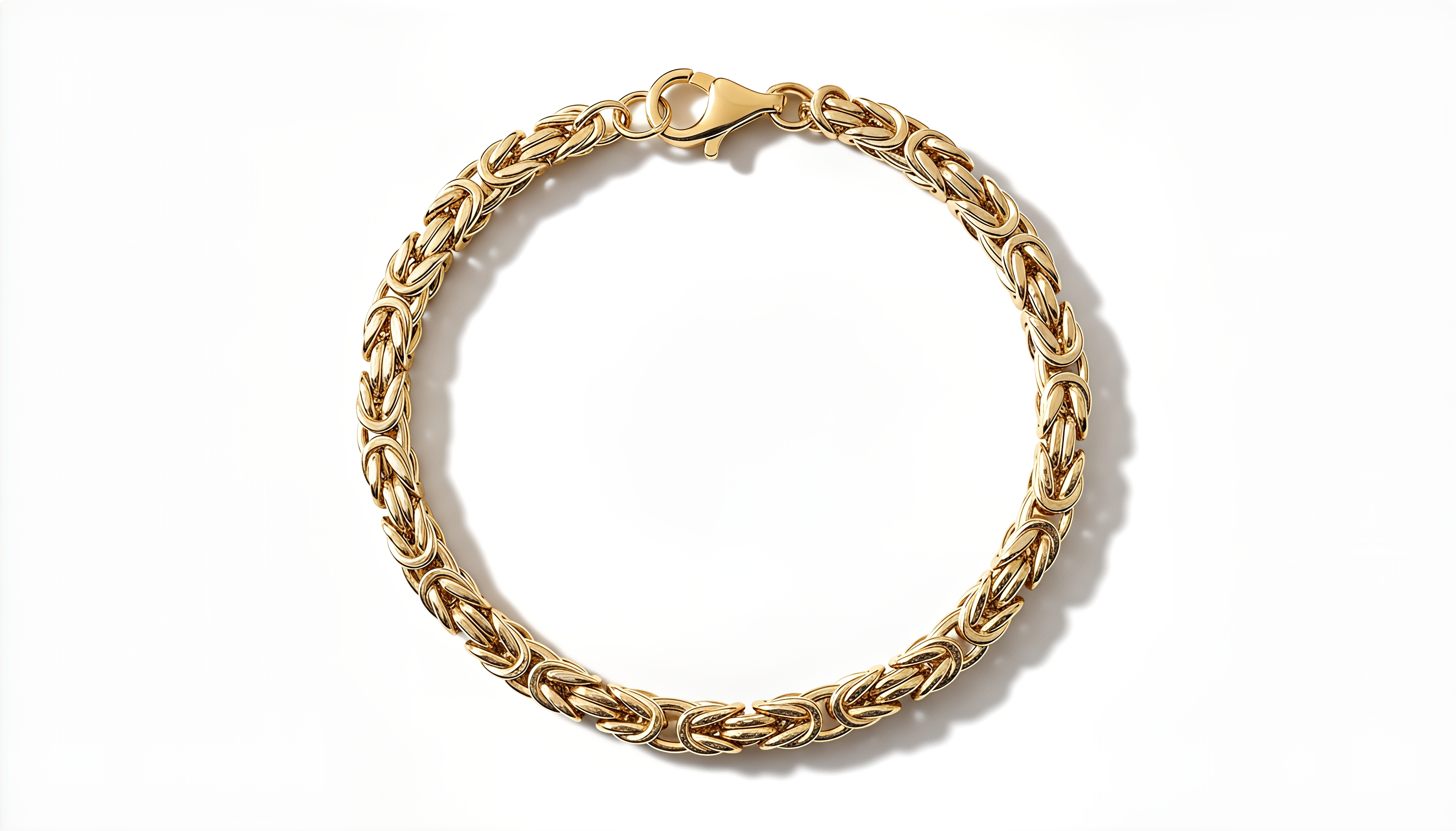 Bracciale a Maglia Bizantina Media Dubai Argento 925 Placcata Oro 24KT
