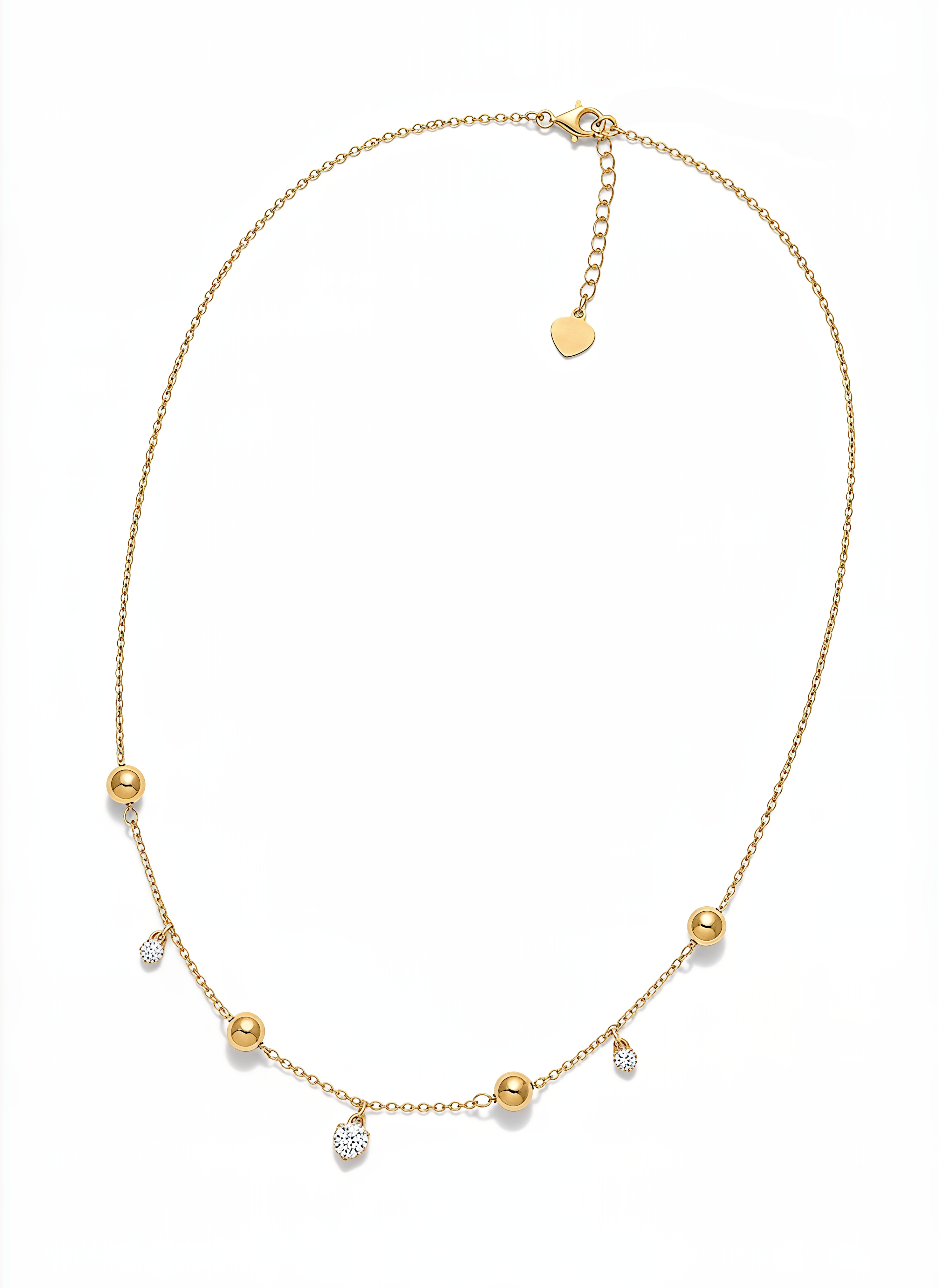 Collana Cuori con Cristalli e Sfere Chérie Argento 925 Placcata Oro 24KT