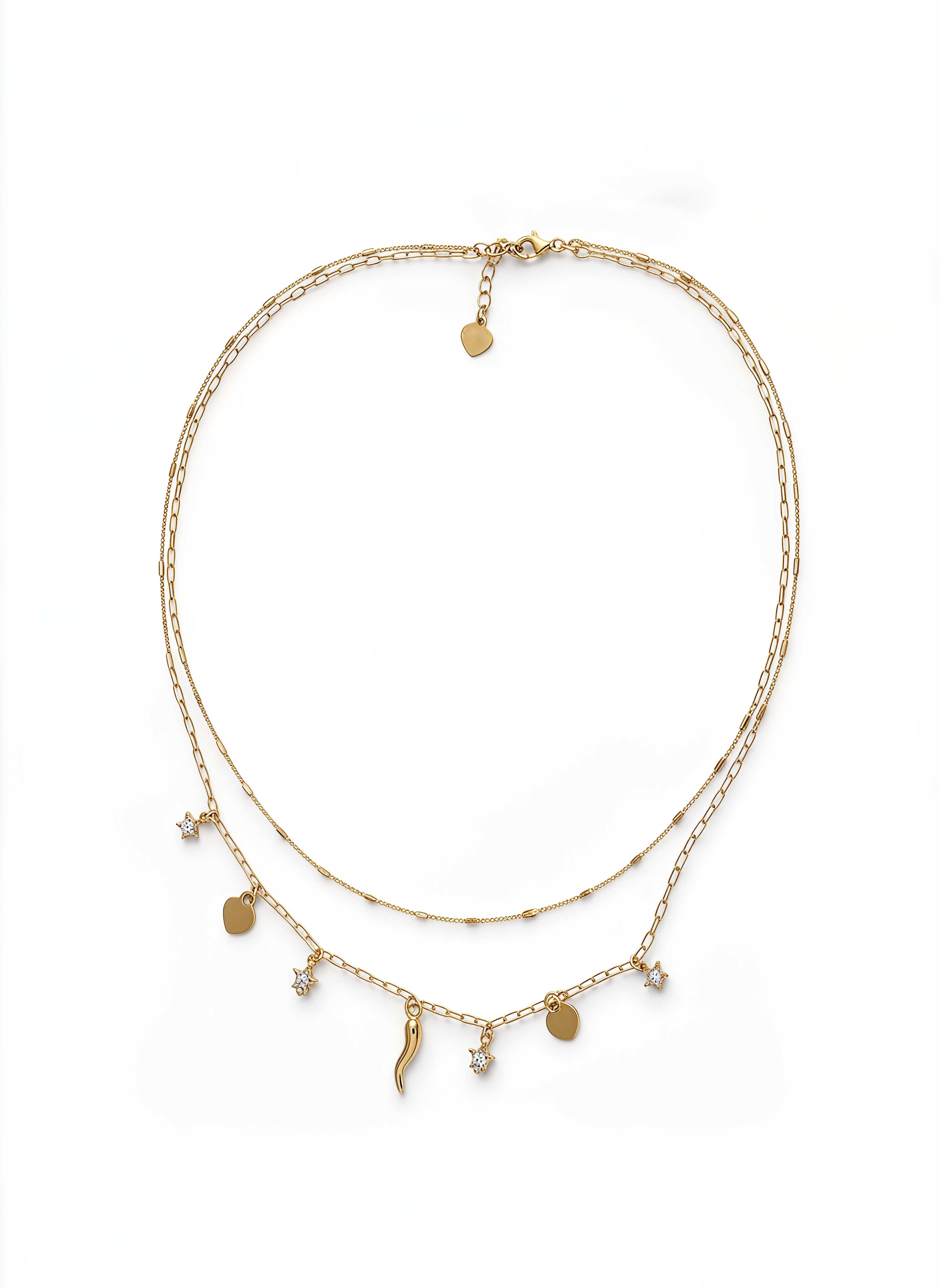 Collana con Pendenti Chérie Argento 925 Placcata Oro 24KT