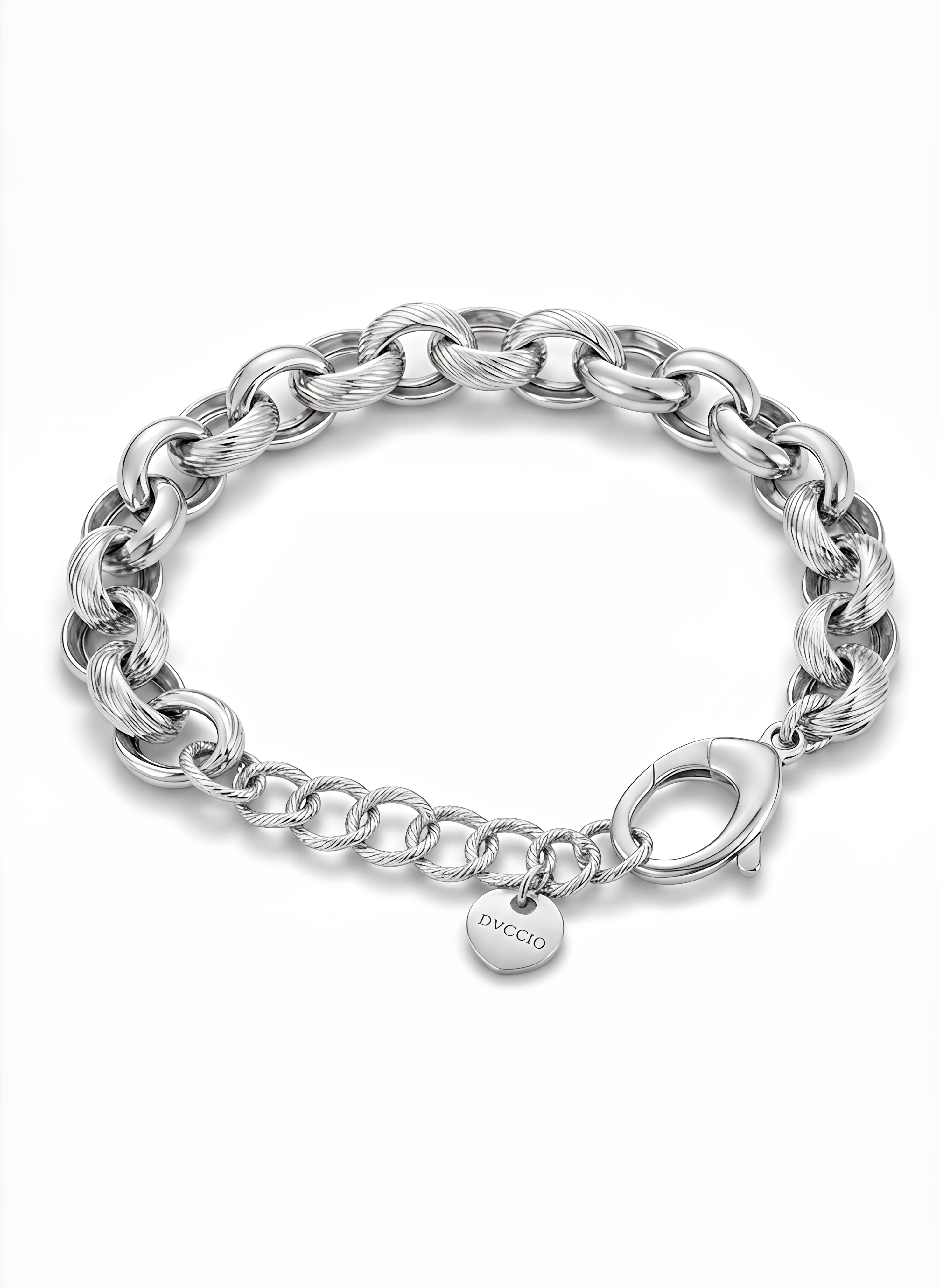 Dubai Alternating Round Link Bracelet in 925 Silver and 24KT Gold Plated