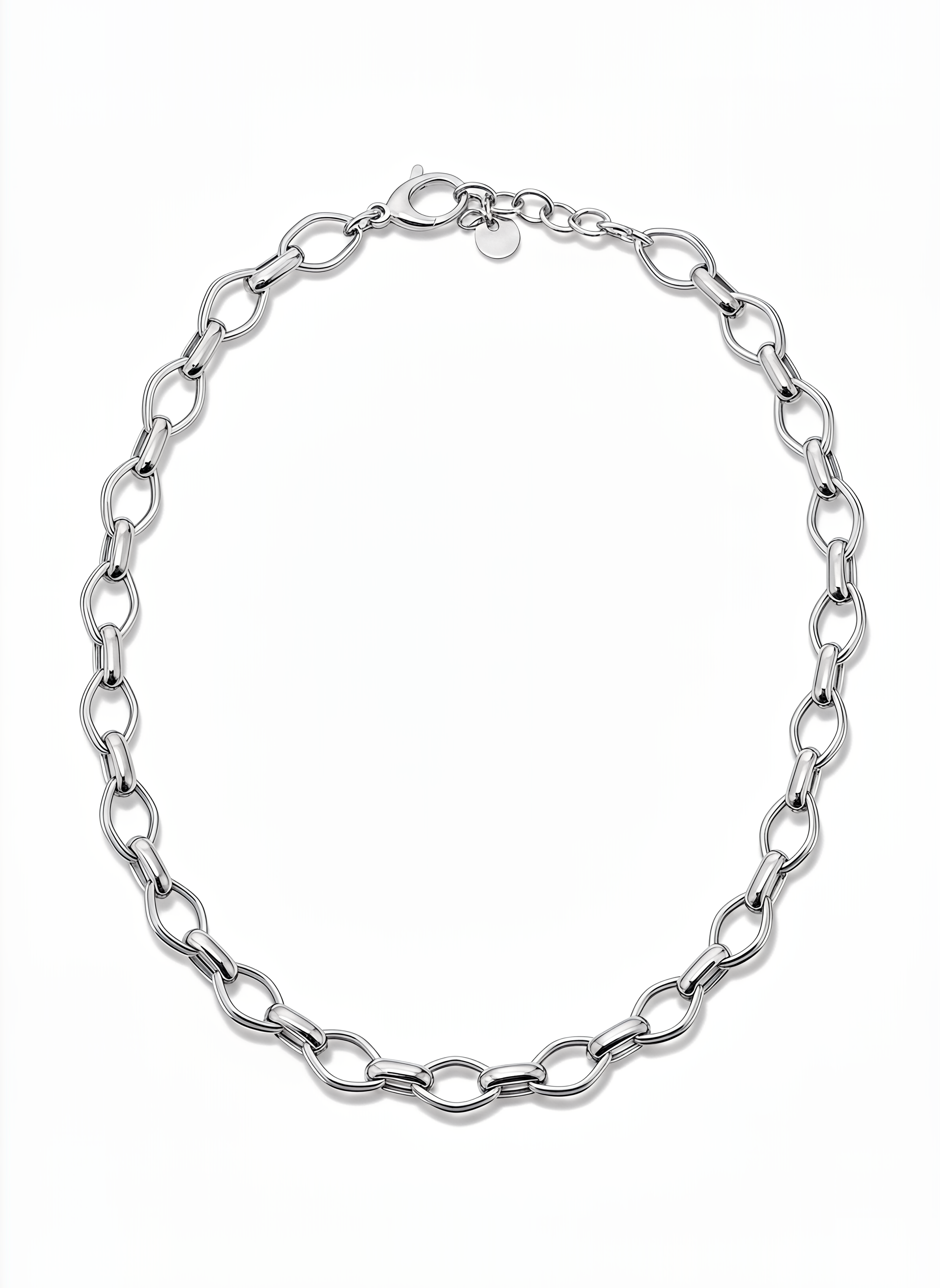 Dubai Oval Link Necklace 925 Silver 24KT Gold Plated