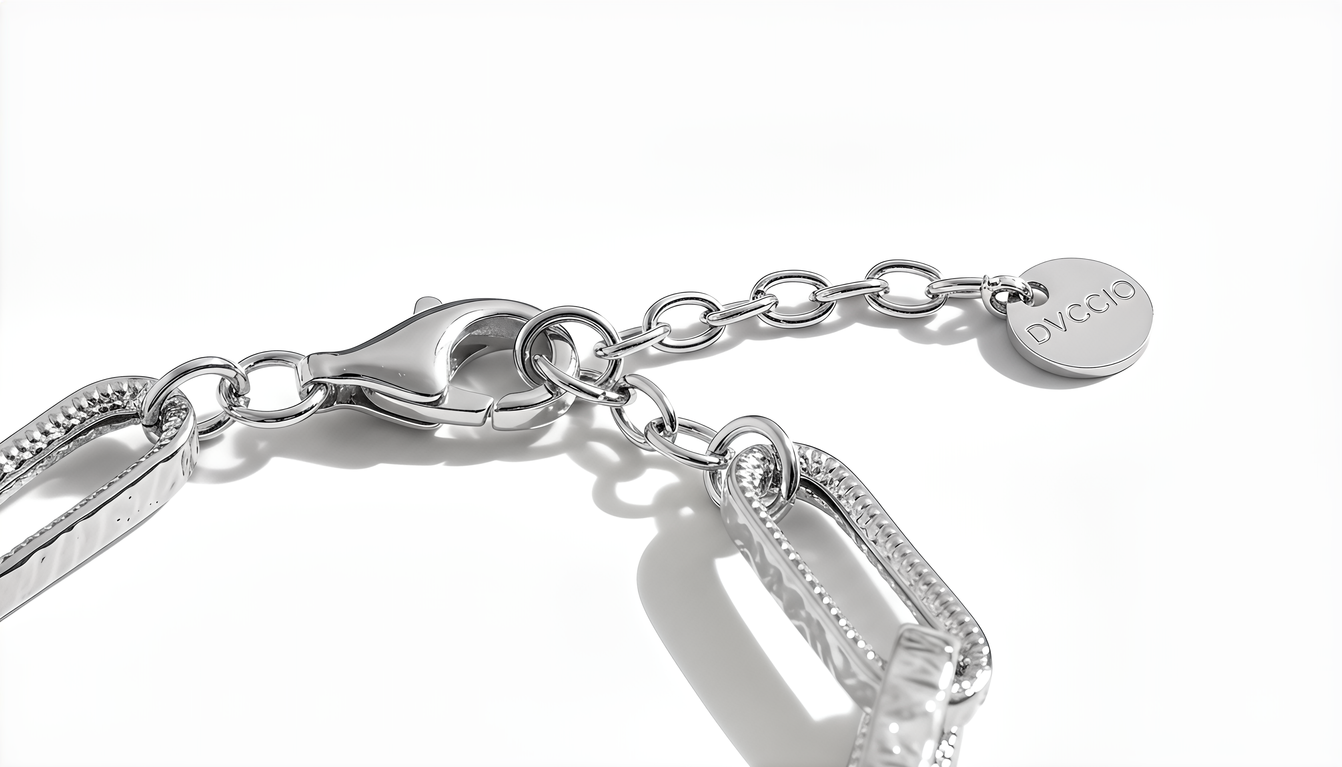 Bracciale a Maglie Rettangolari Decorate Dubai Argento 925 Placcata Oro 24KT