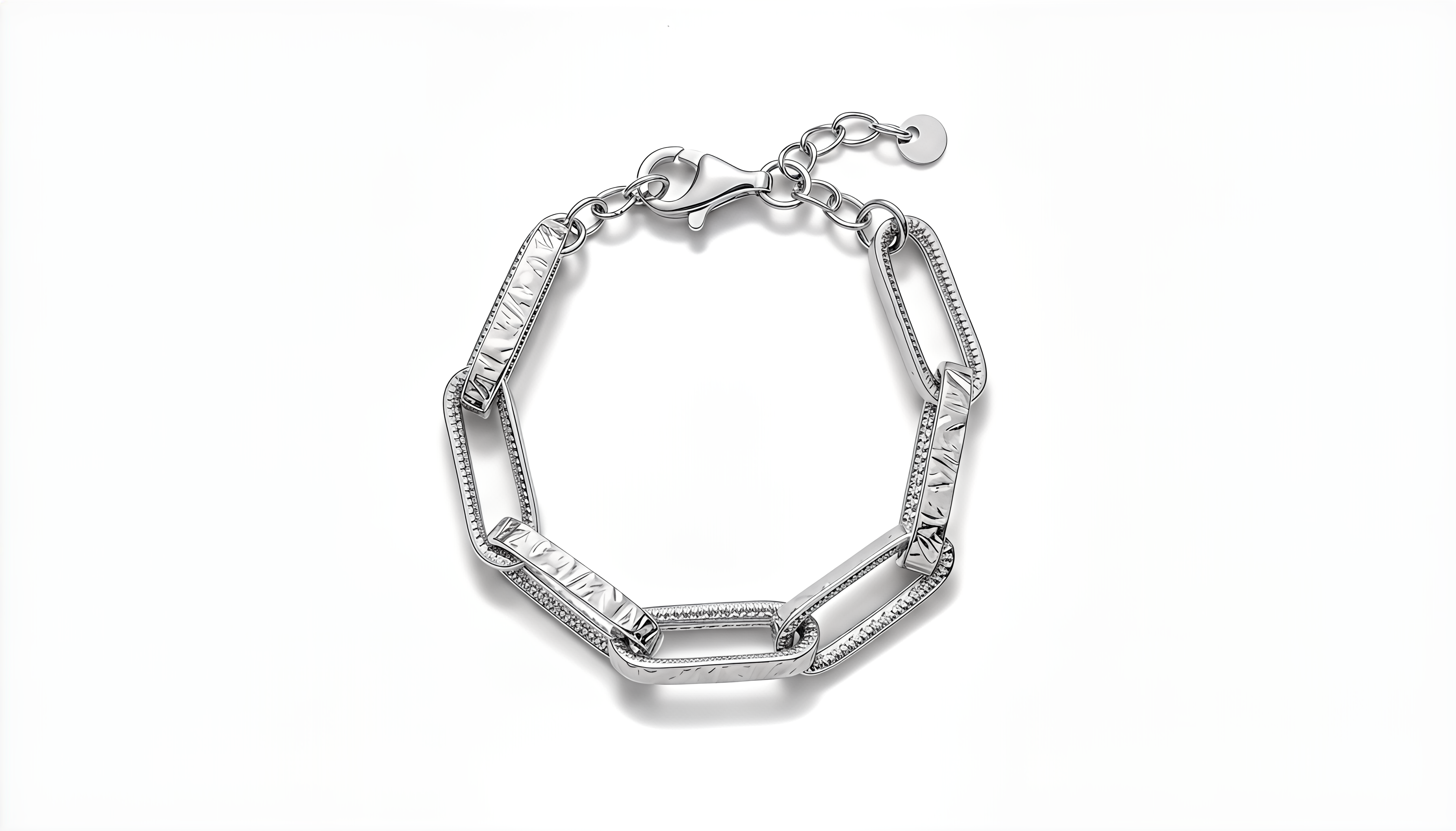 Bracciale a Maglie Rettangolari Decorate Dubai Argento 925 Placcata Oro 24KT