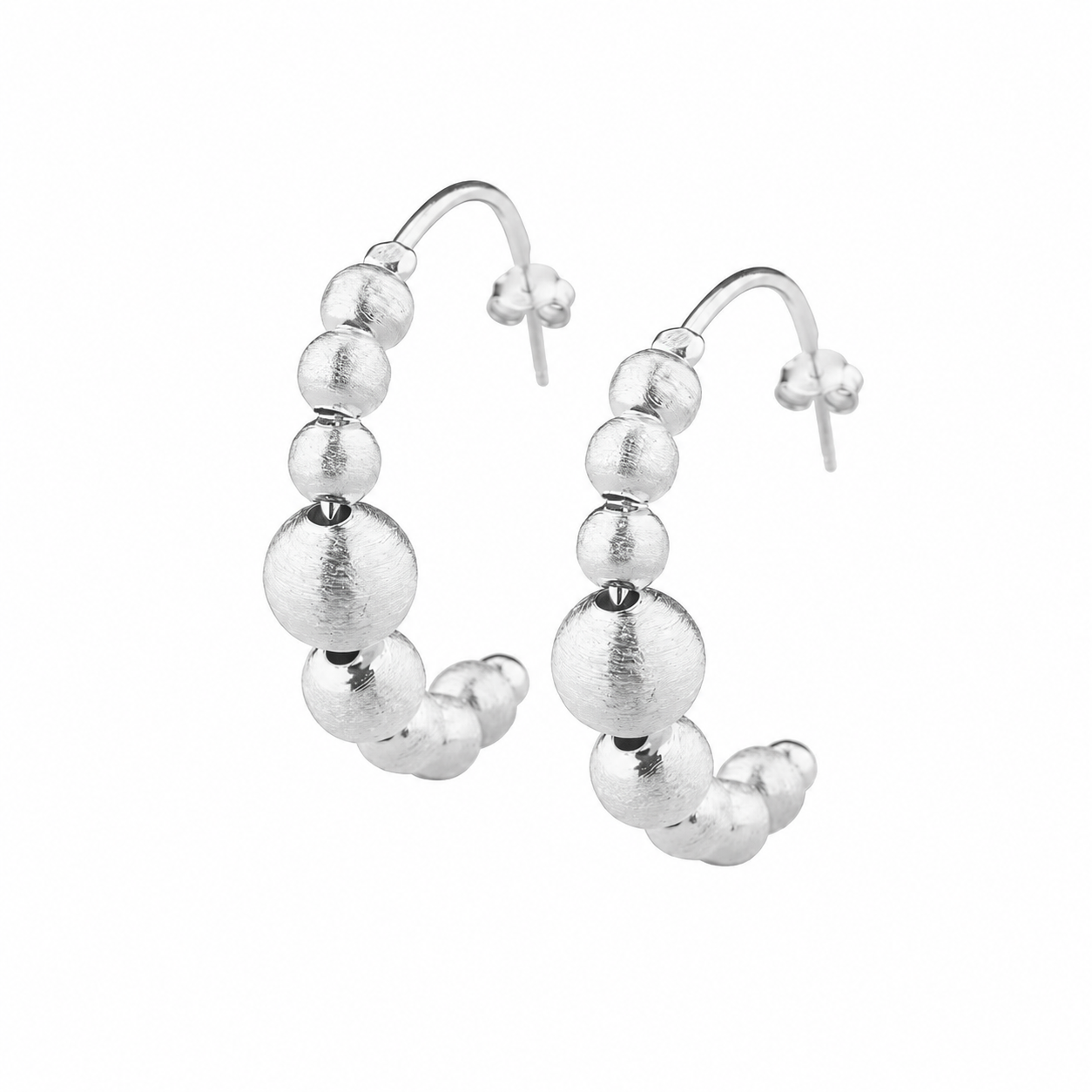 Orecchino a Cerchio SABA Argento 925 Placcato Oro 24KT Sfere Setate