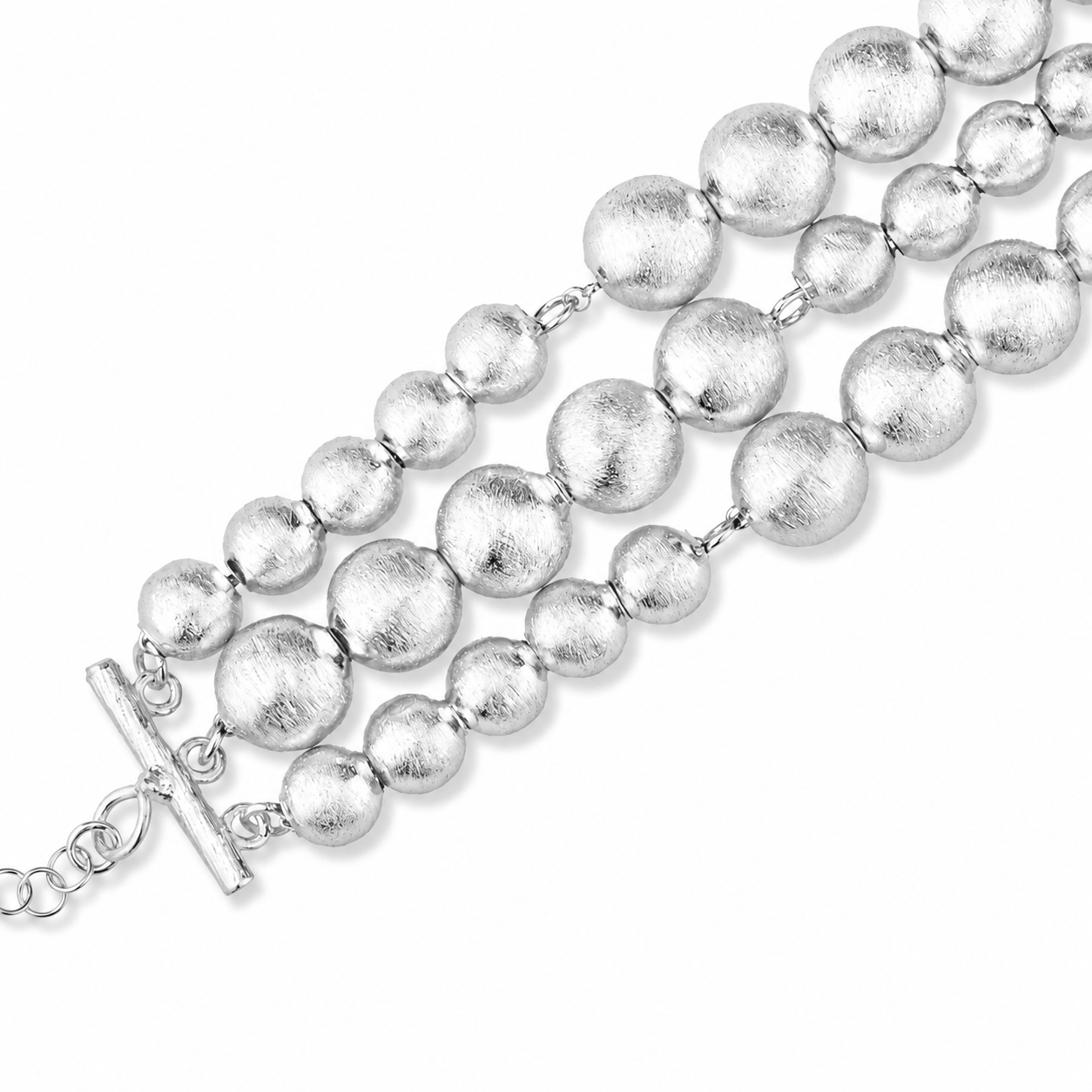 Bracciale SABA a 3 File Argento 925 Placcato Oro 24KT Sfere Setate
