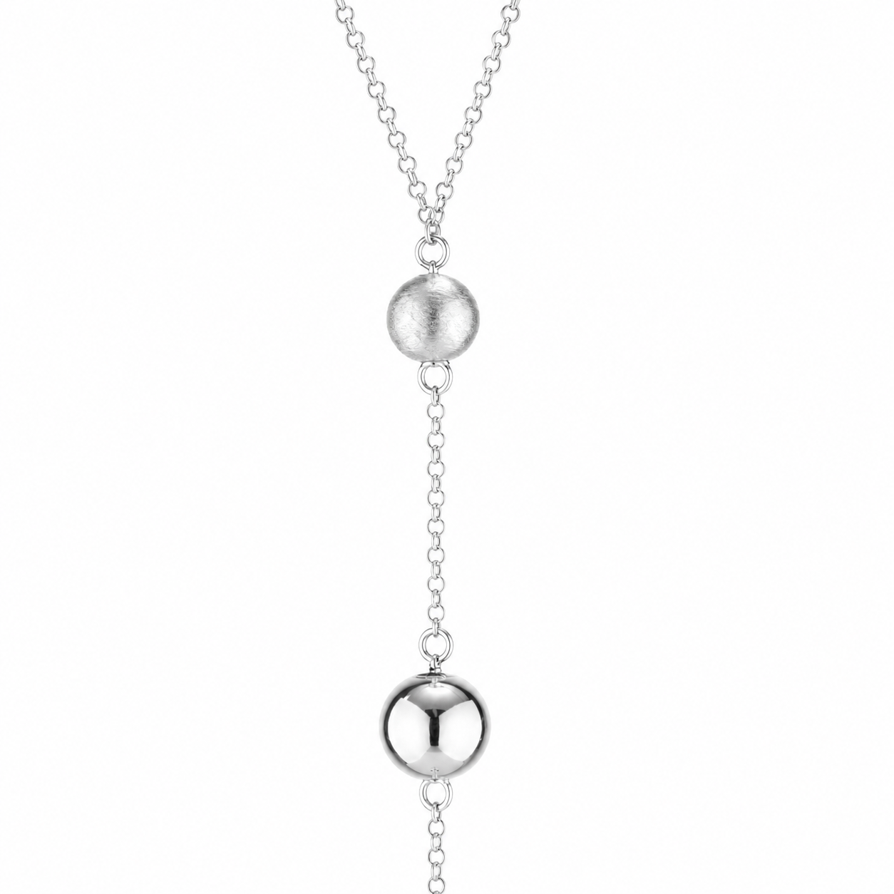 Collana SABA 120cm Argento 925 Placcato Oro 24KT Sfere Setate