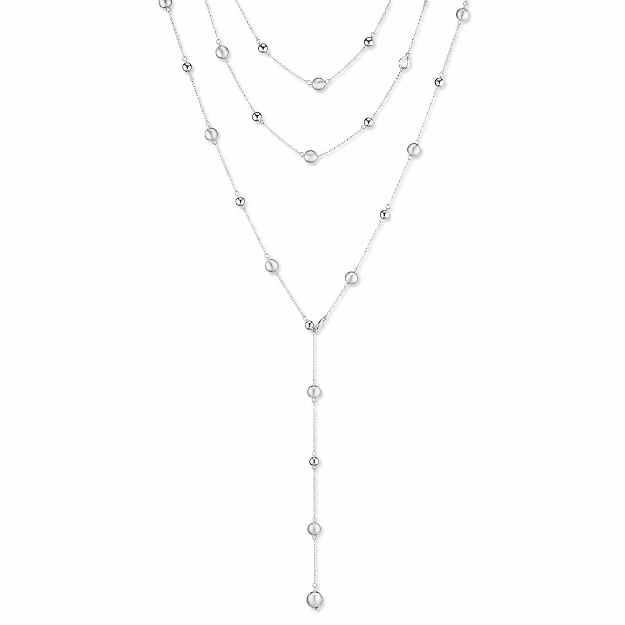 Collana SABA 120cm Argento 925 Placcato Oro 24KT Sfere Setate
