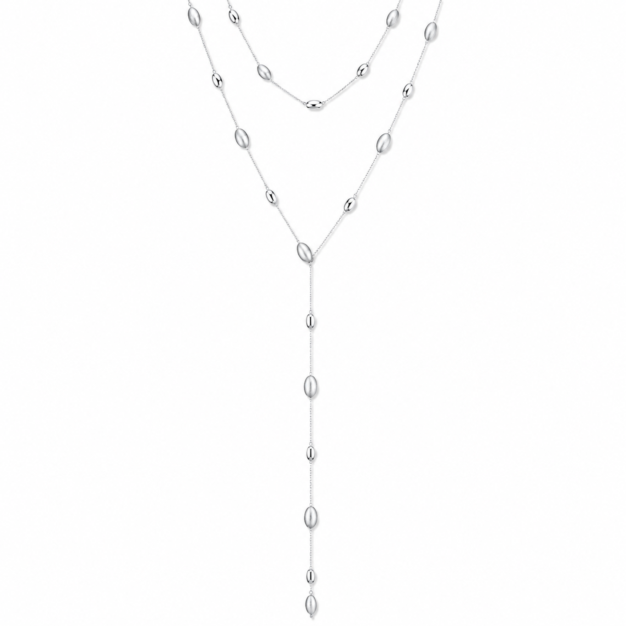 SABA Long Necklace 120cm | 925 Silver Plated 24KT Gold Silk Ovals