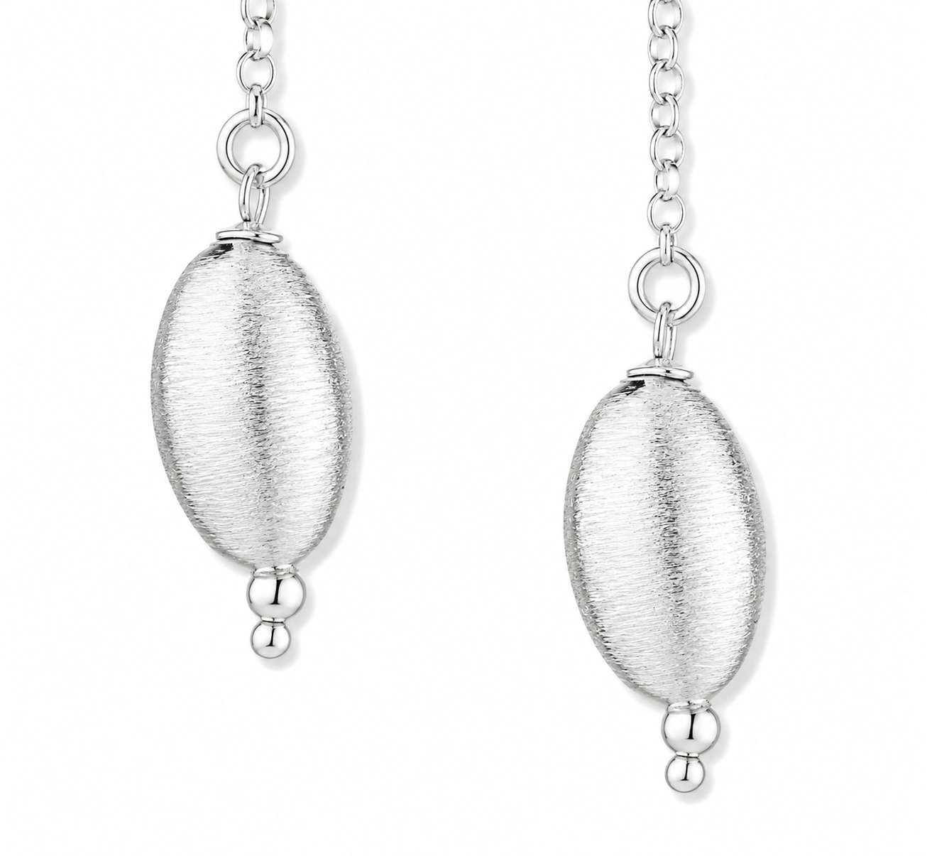 Orecchino Pendente SABA Argento 925 Placcato Oro 24KT Sfere Ovali Setate