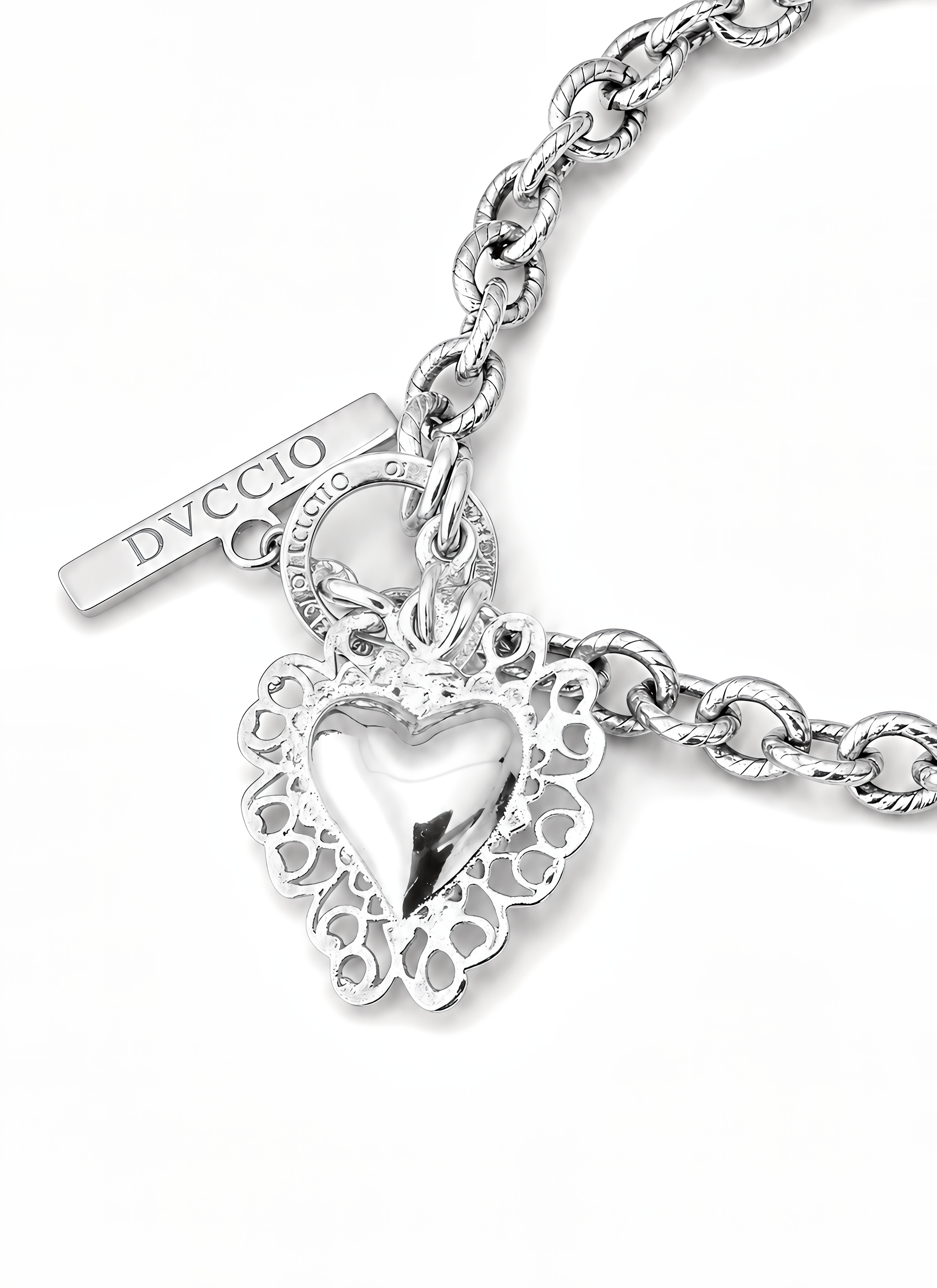 Bracciale a Catena Rolò con Charm Cuore Sacro Frida Argento 925 Placcata Oro 24KT