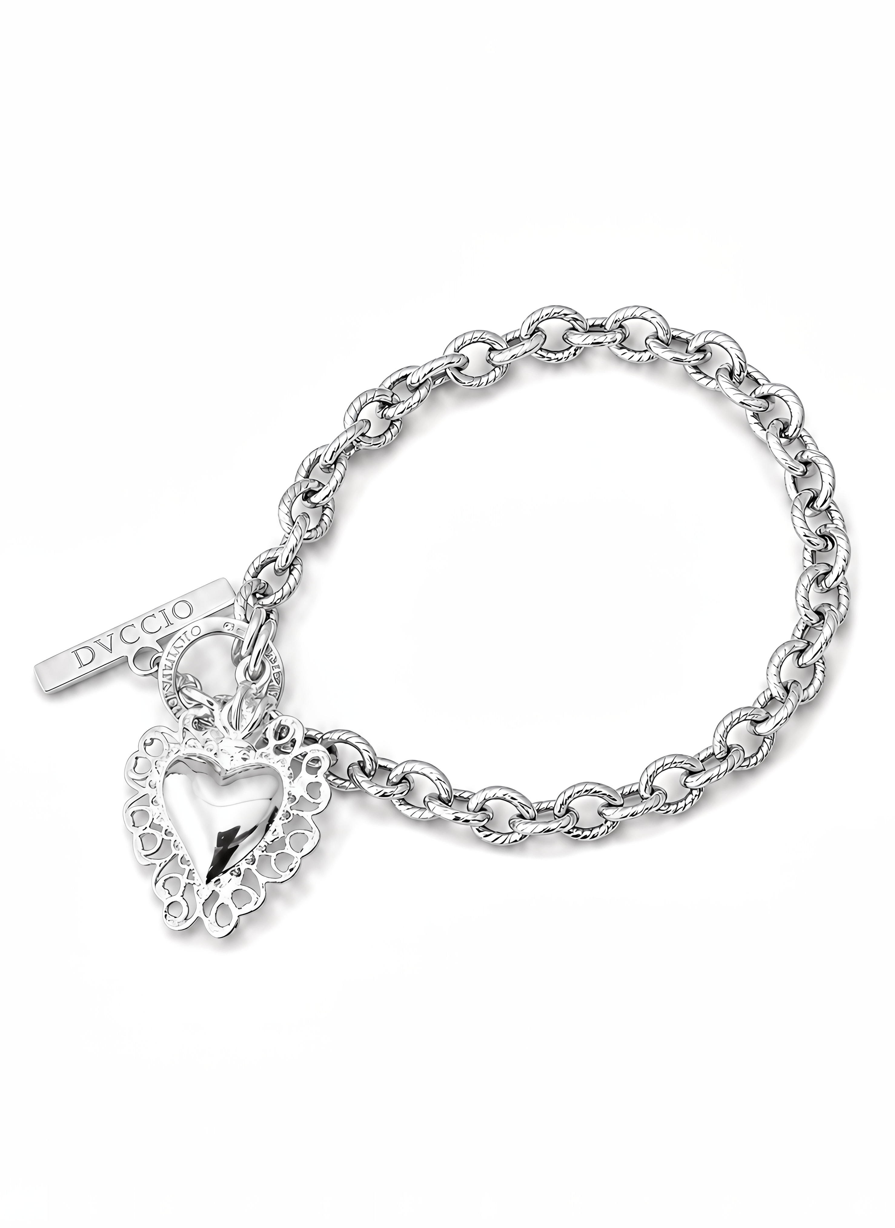 Bracciale a Catena Rolò con Charm Cuore Sacro Frida Argento 925 Placcata Oro 24KT