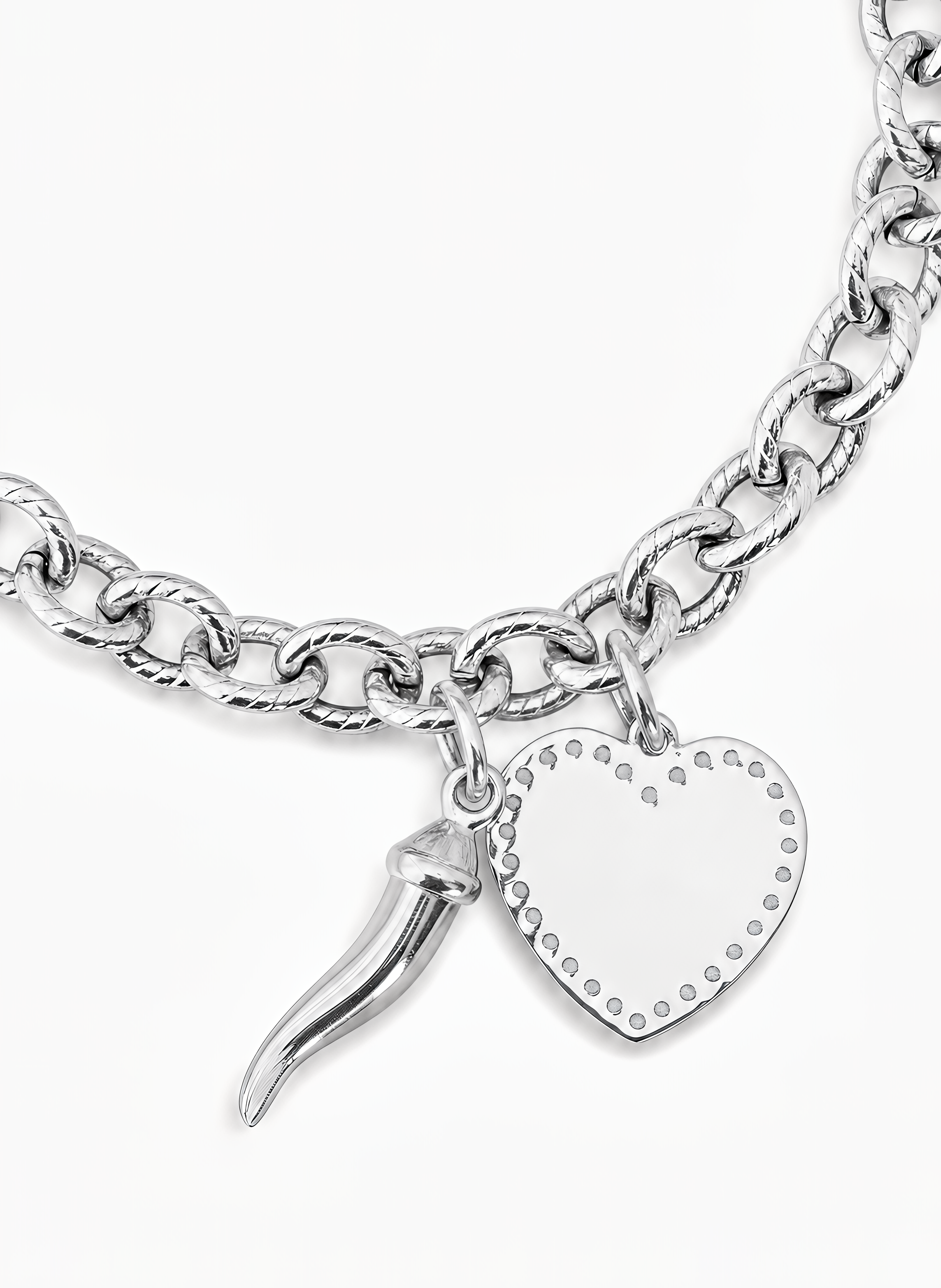 Bracciale a Catena Rolò con Charm Cuore e Corno Frida Argento 925 Placcata Oro 24KT