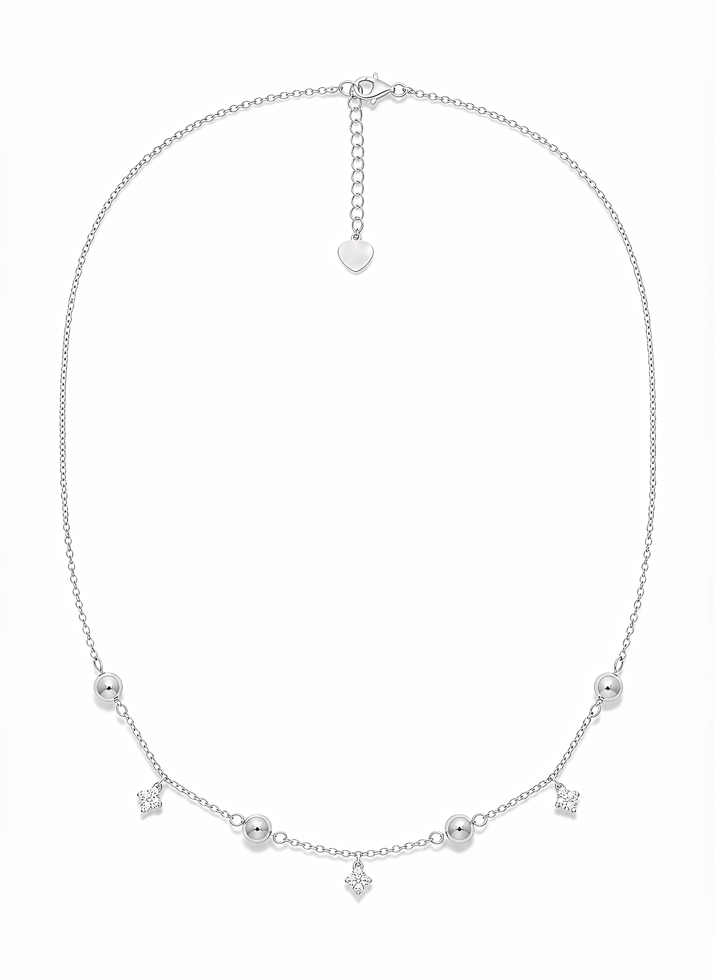 Collana Quadrifoglio con Cristalli e Sfere Chérie Argento 925 Placcata Oro 24KT