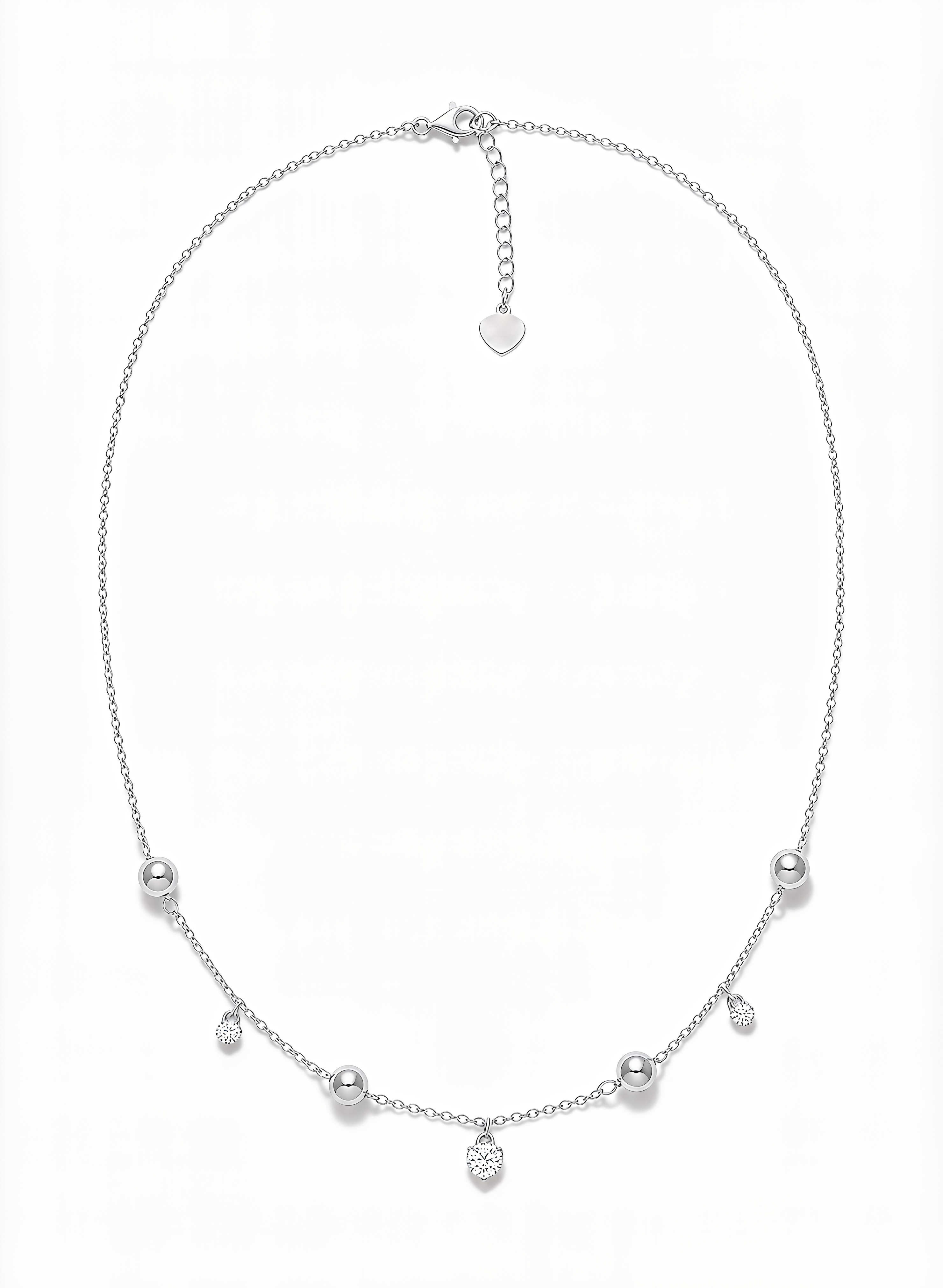 Collana Cuori con Cristalli e Sfere Chérie Argento 925 Placcata Oro 24KT