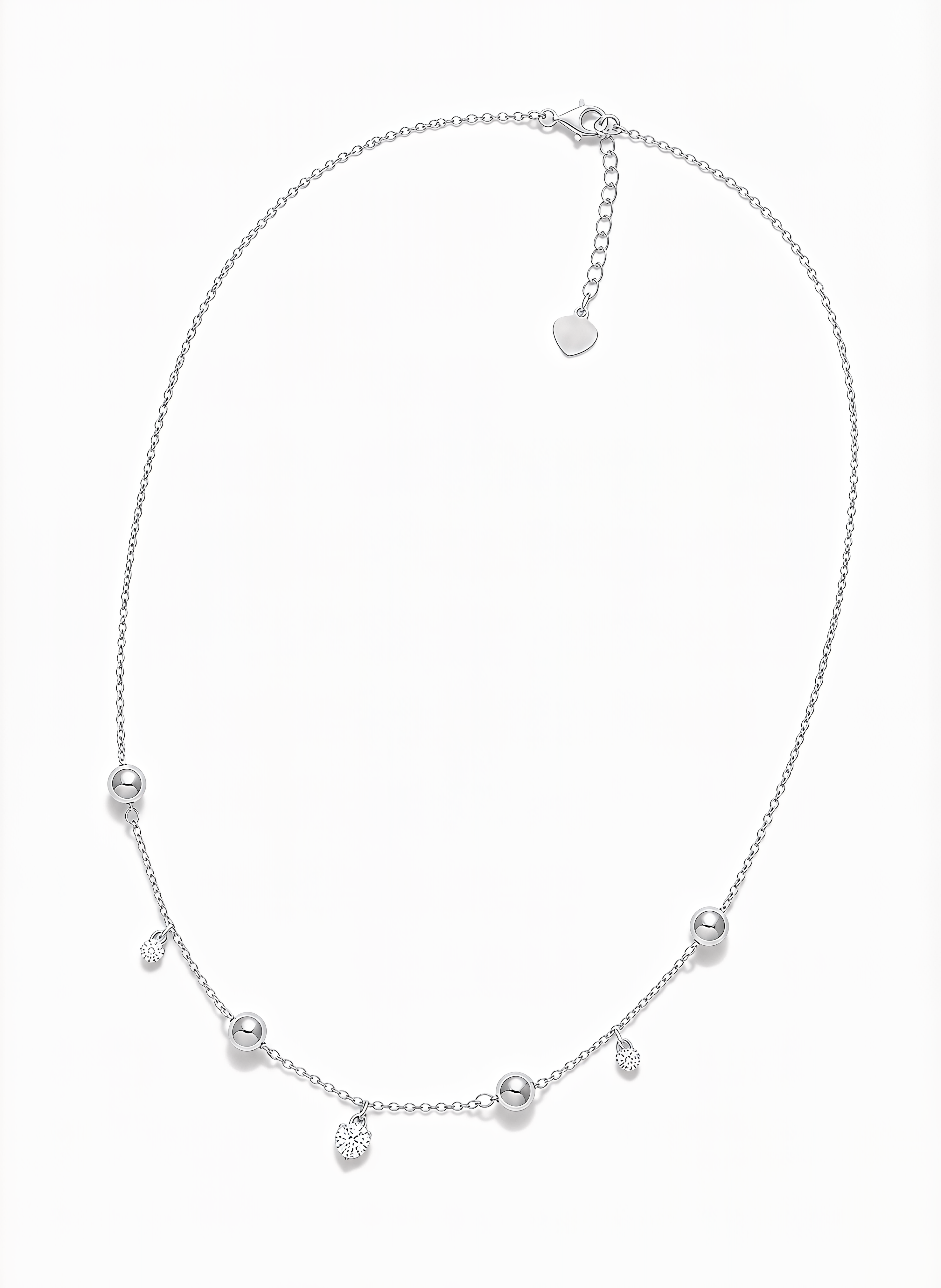 Collana Cuori con Cristalli e Sfere Chérie Argento 925 Placcata Oro 24KT