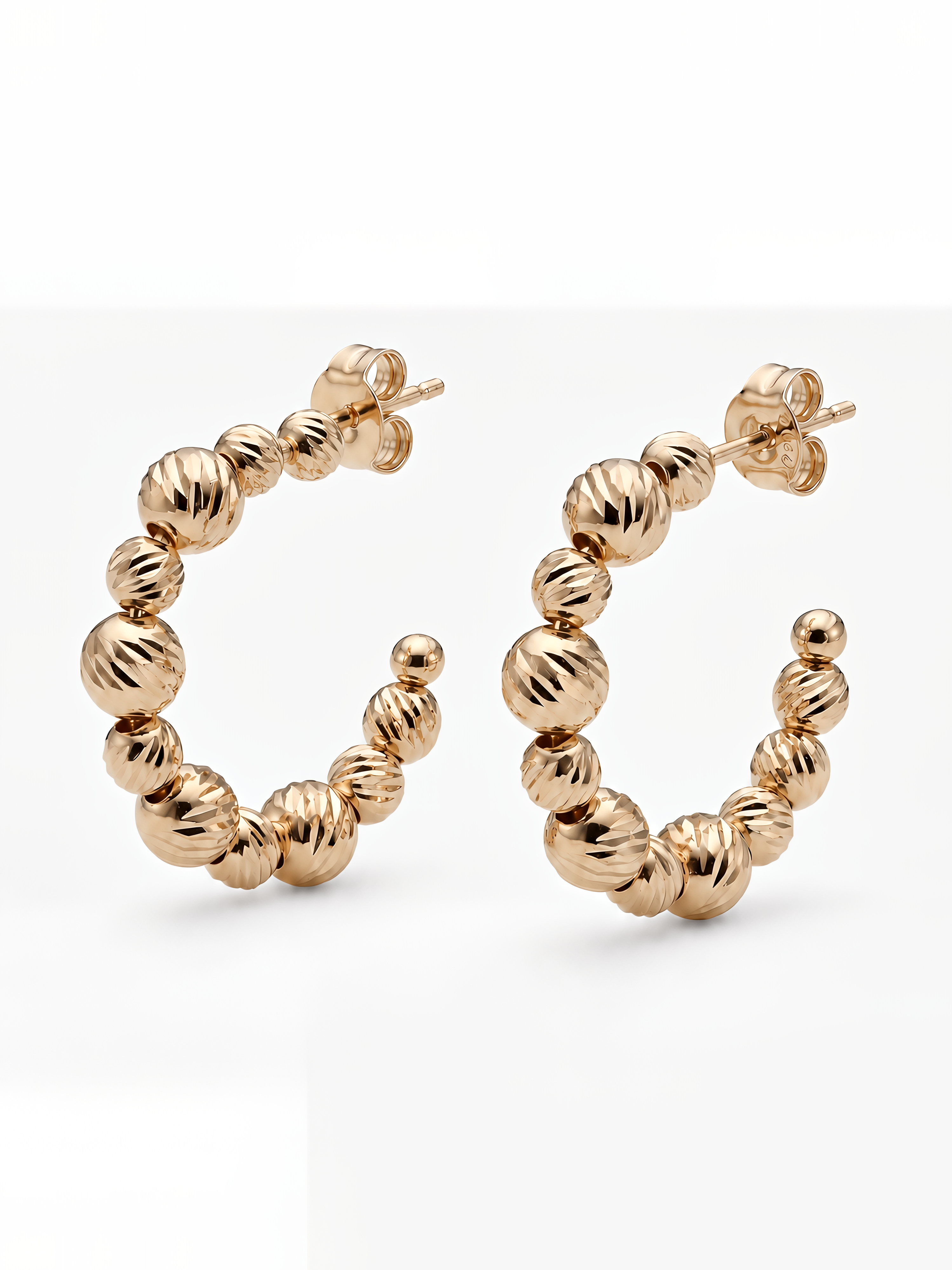 Orecchini a Cerchio con Sfere Diamantate Rewind Argento 925 Placcata Oro 24KT