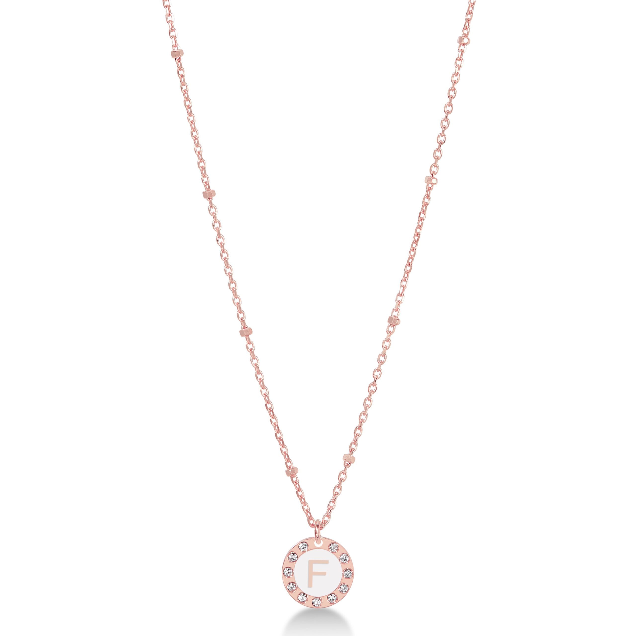 Collana 45 cm Dvccio rosa iniziale F