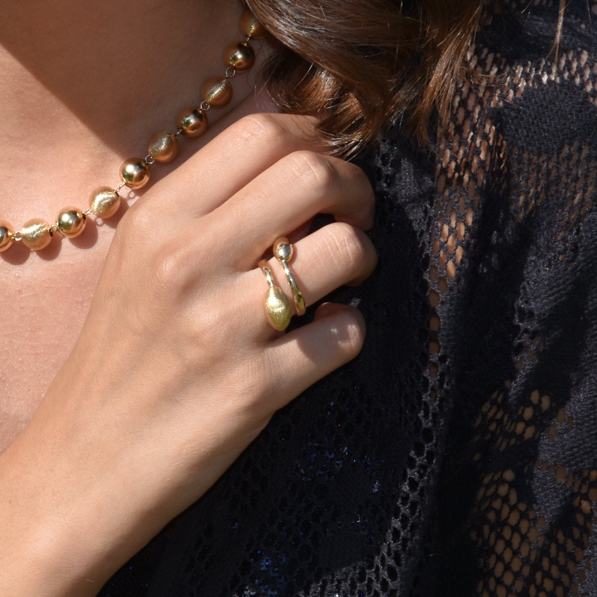 SABA Ring in 925 Silver Laminated with 24KT Gold and Ovals