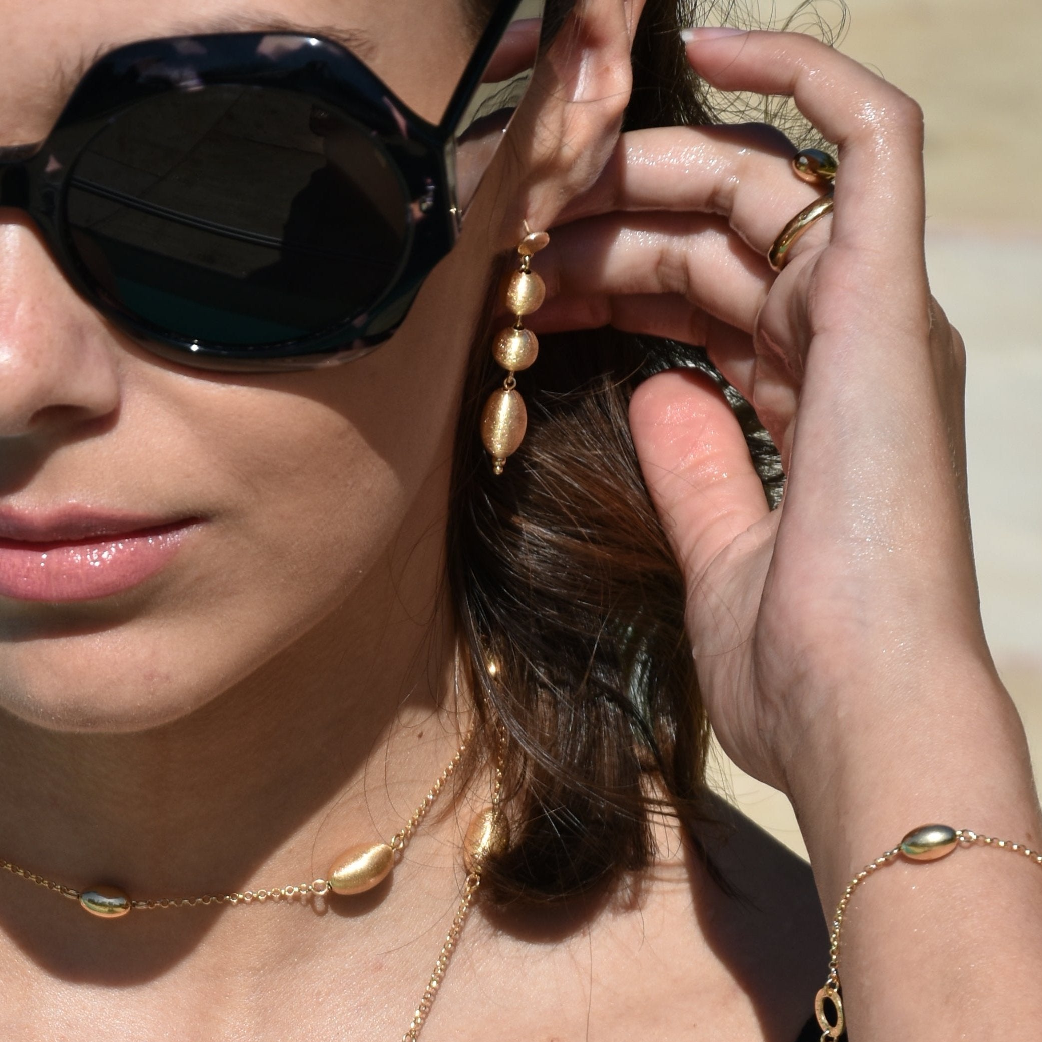 SABA Earrings in 925 Silver Laminated with 24KT Gold and Pendant