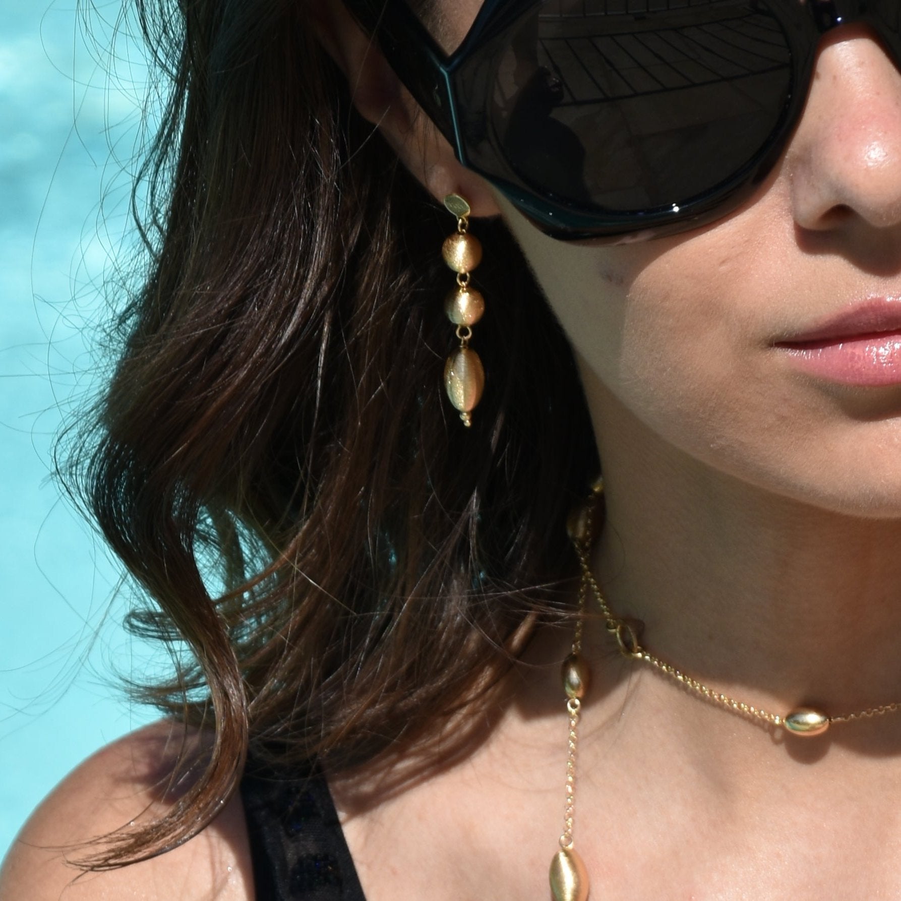 SABA Earrings in 925 Silver Laminated with 24KT Gold and Pendant