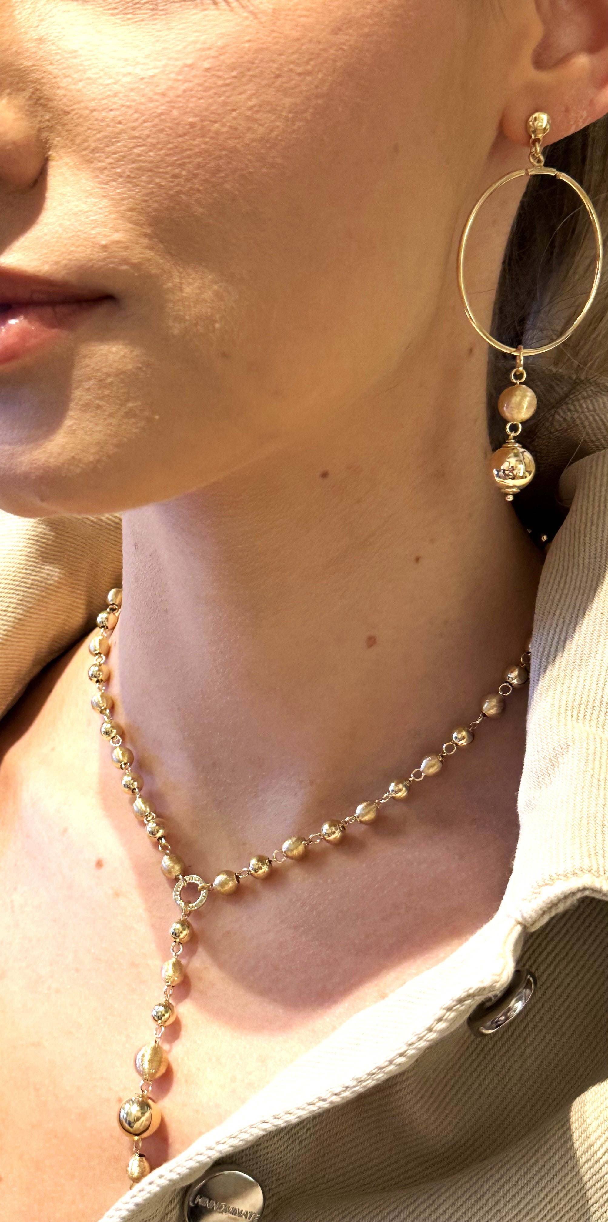Collana Rosario SABA in Argento 925 Laminato Oro 24KT con Sfere