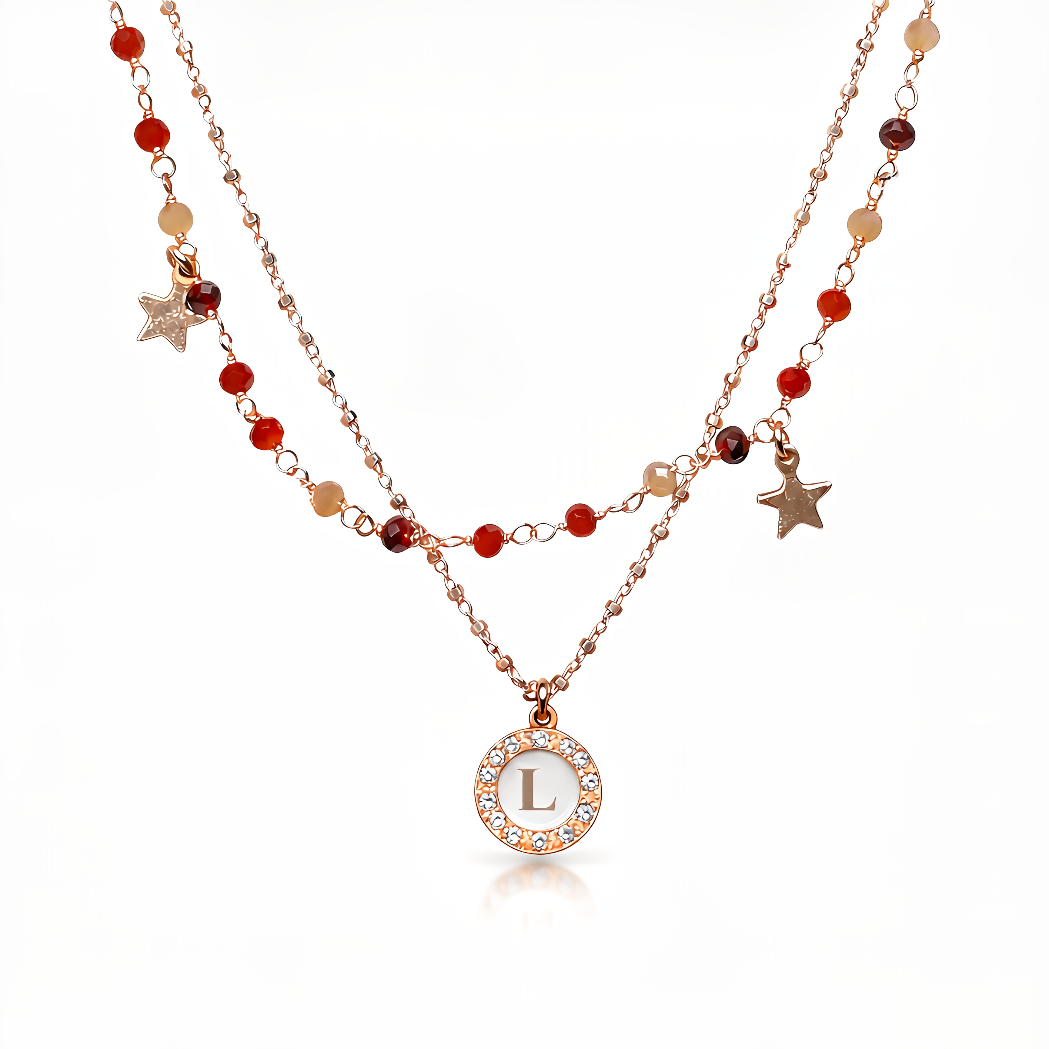 Girocollo in argento con pietre e stelle