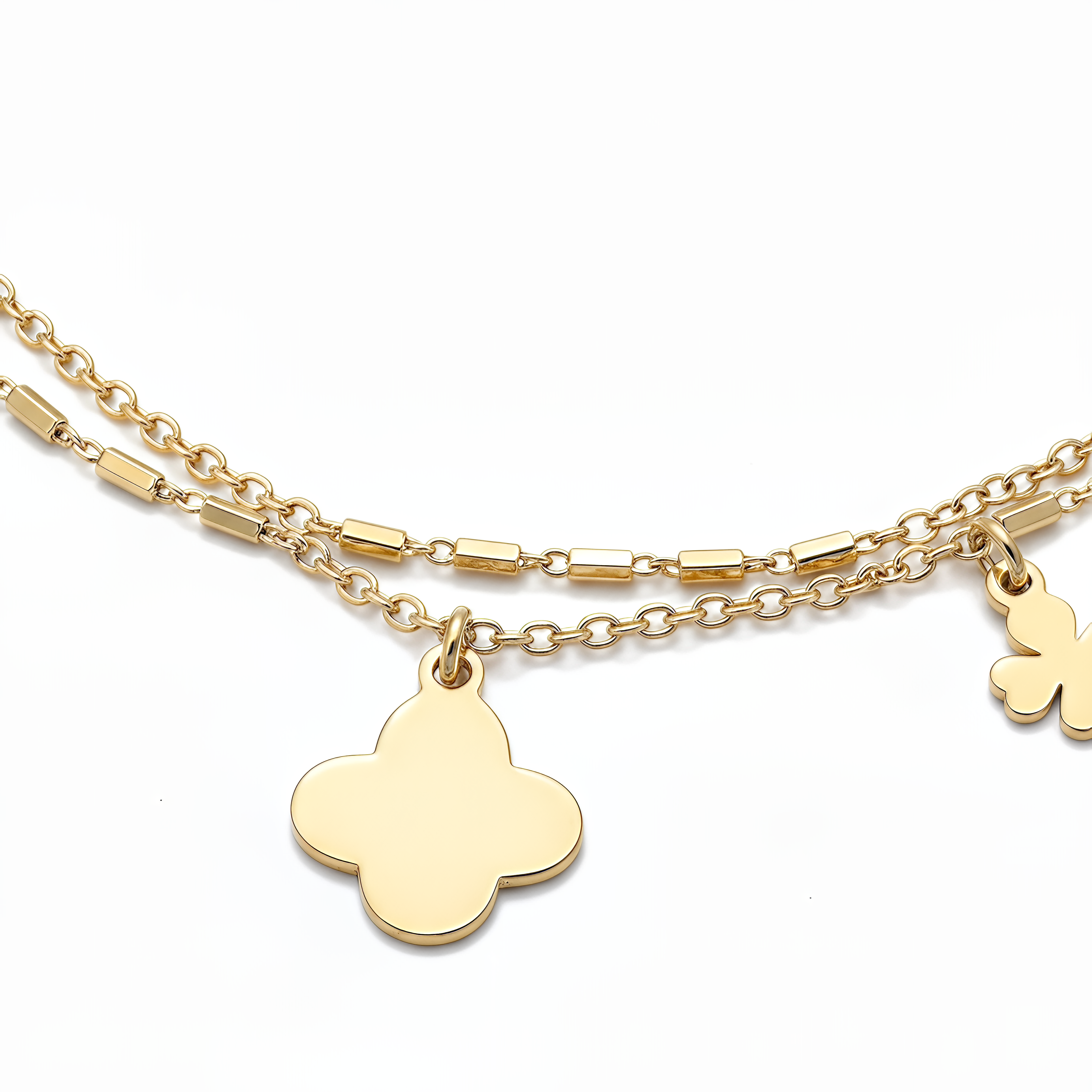 VIBES 2-Strand Bracelet in 925 Silver Laminated in 24KT Gold with Heart