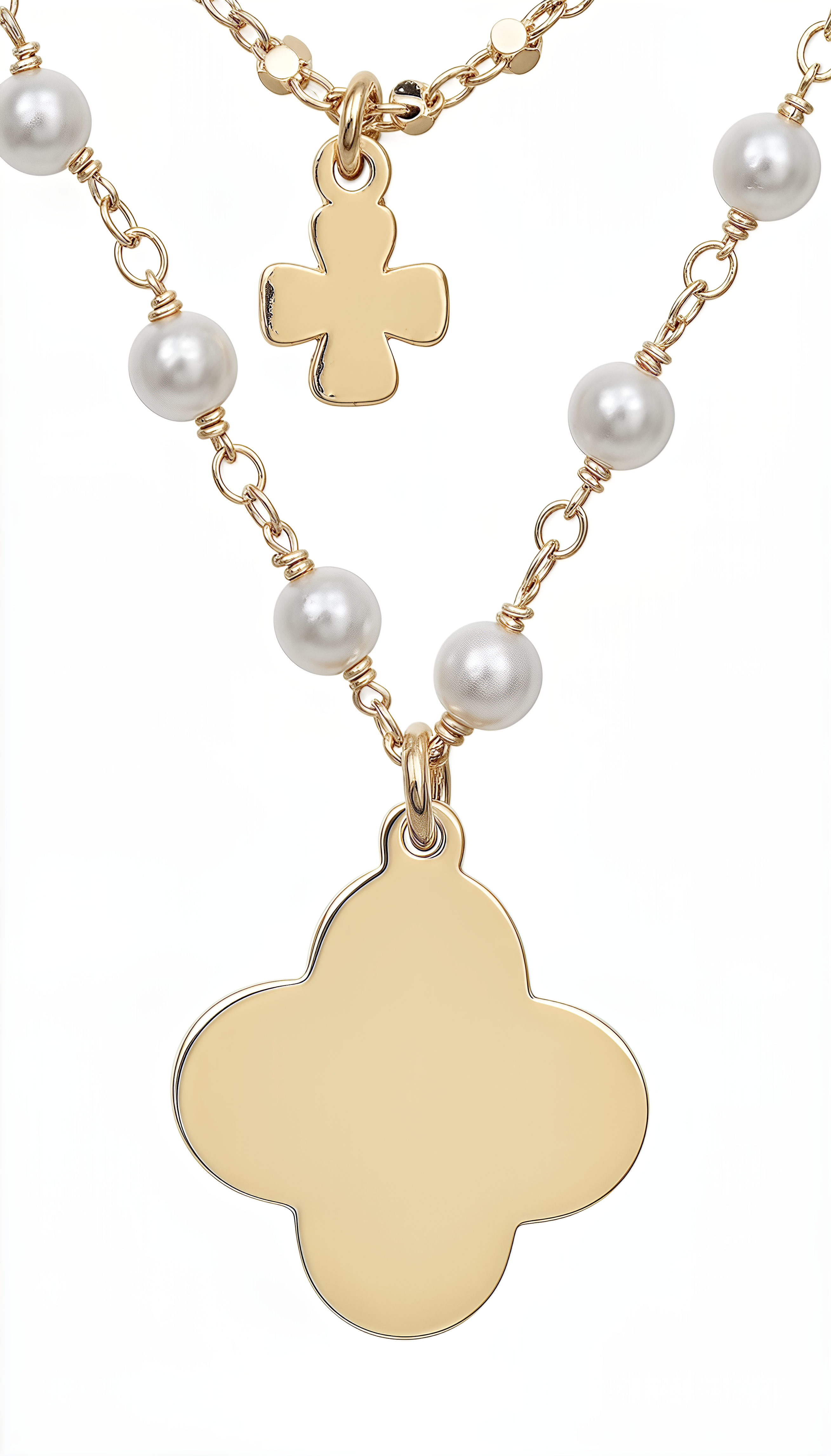 DVCCIO Divine Double Flower Necklace in 925 Silver and 24KT Gold Plated