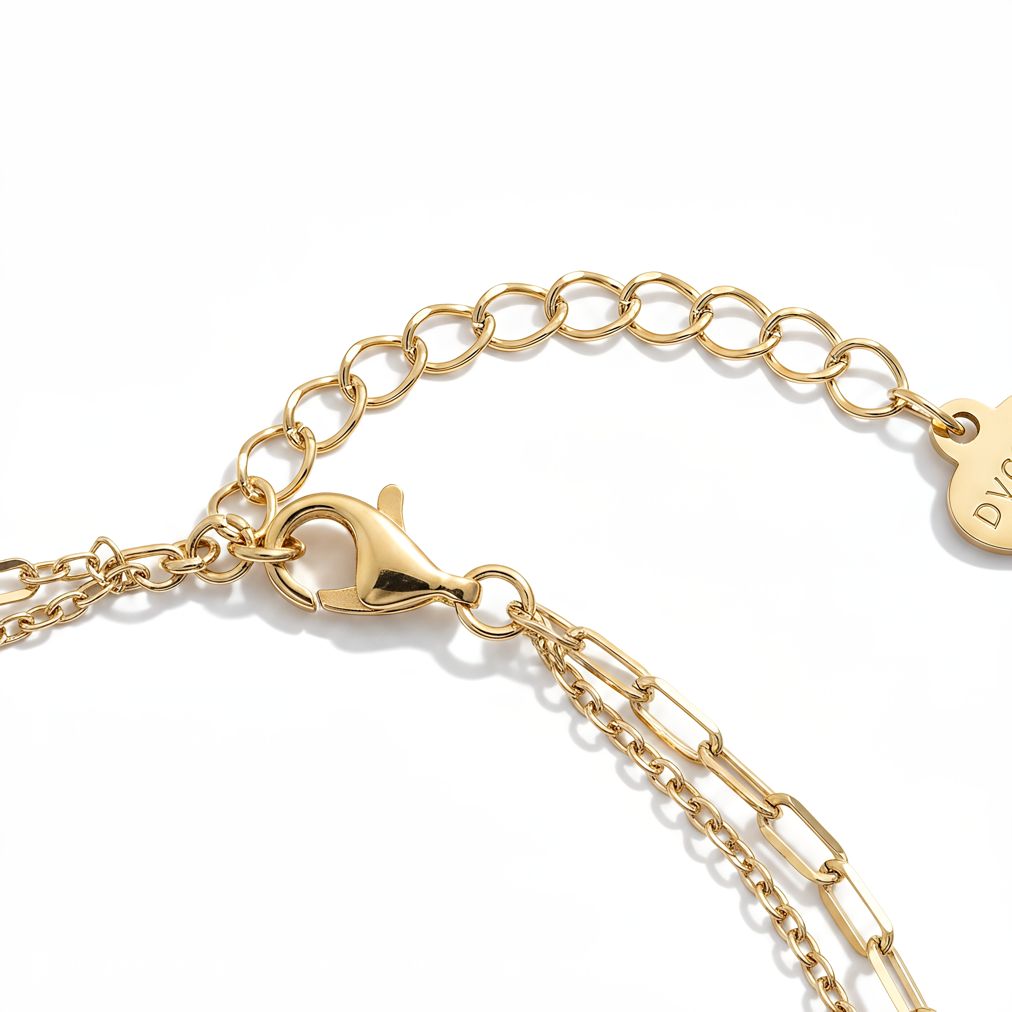 Bracciale Doppia Catena con Cornetto e Sfera Rossa Chérie Argento 925 Placcato Oro 24KT