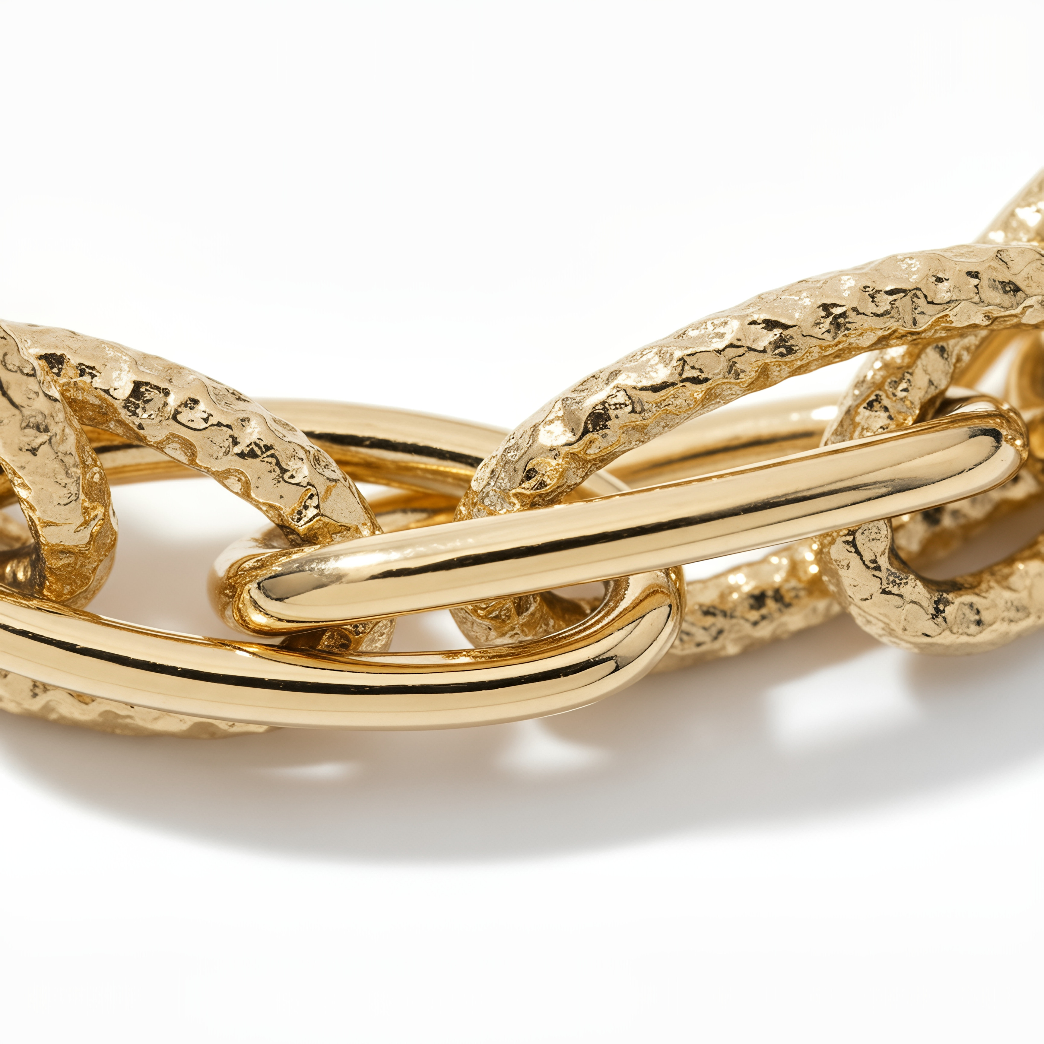 Bracciale a Maglie Ovali Alternate Dubai Argento 925 Placcata Oro 24KT