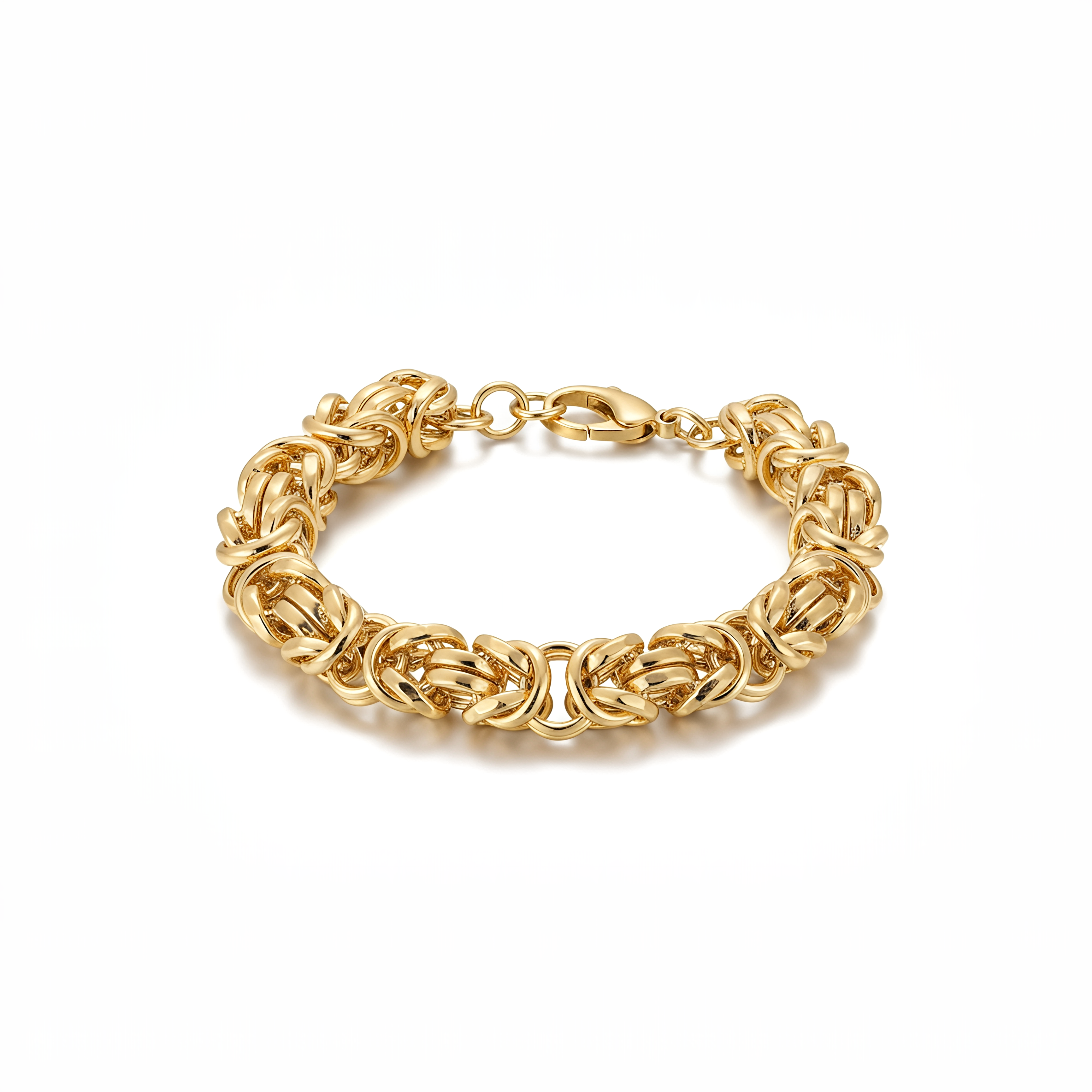 Large Dubai Byzantine Link Bracelet 925 Silver 24KT Gold Plated