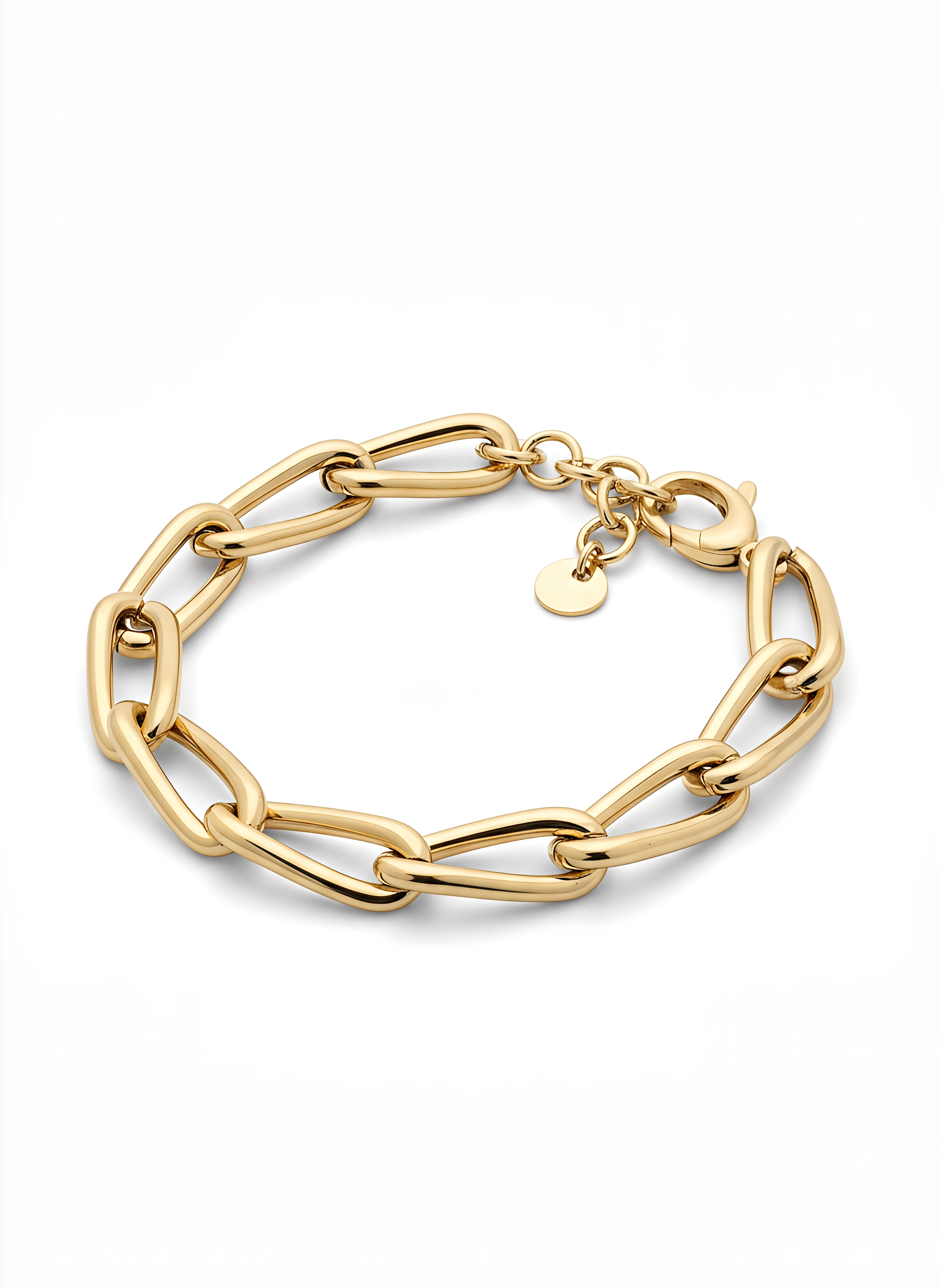 24KT Gold Plated 925 Silver Dubai Oval Chain Bracelet