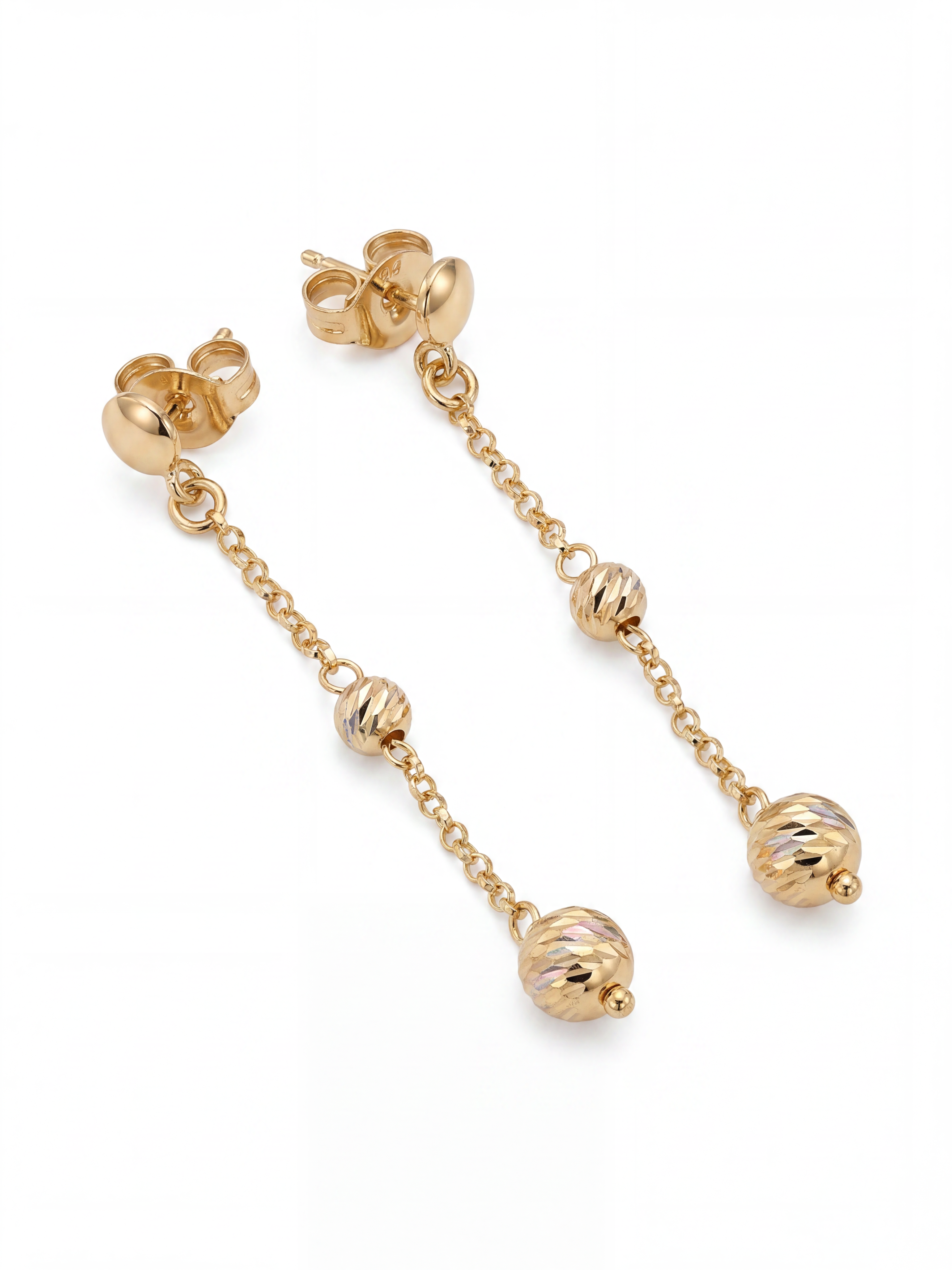 Orecchini a Sfere Diamantate Rewind Argento 925 Placcata Oro 24KT